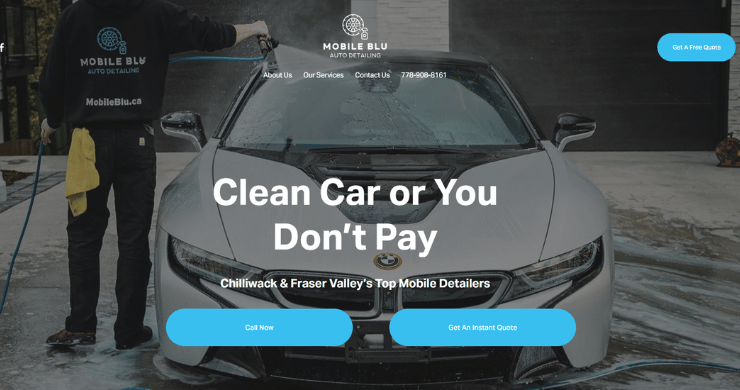 MobileBlu.ca homepage with BMW Car