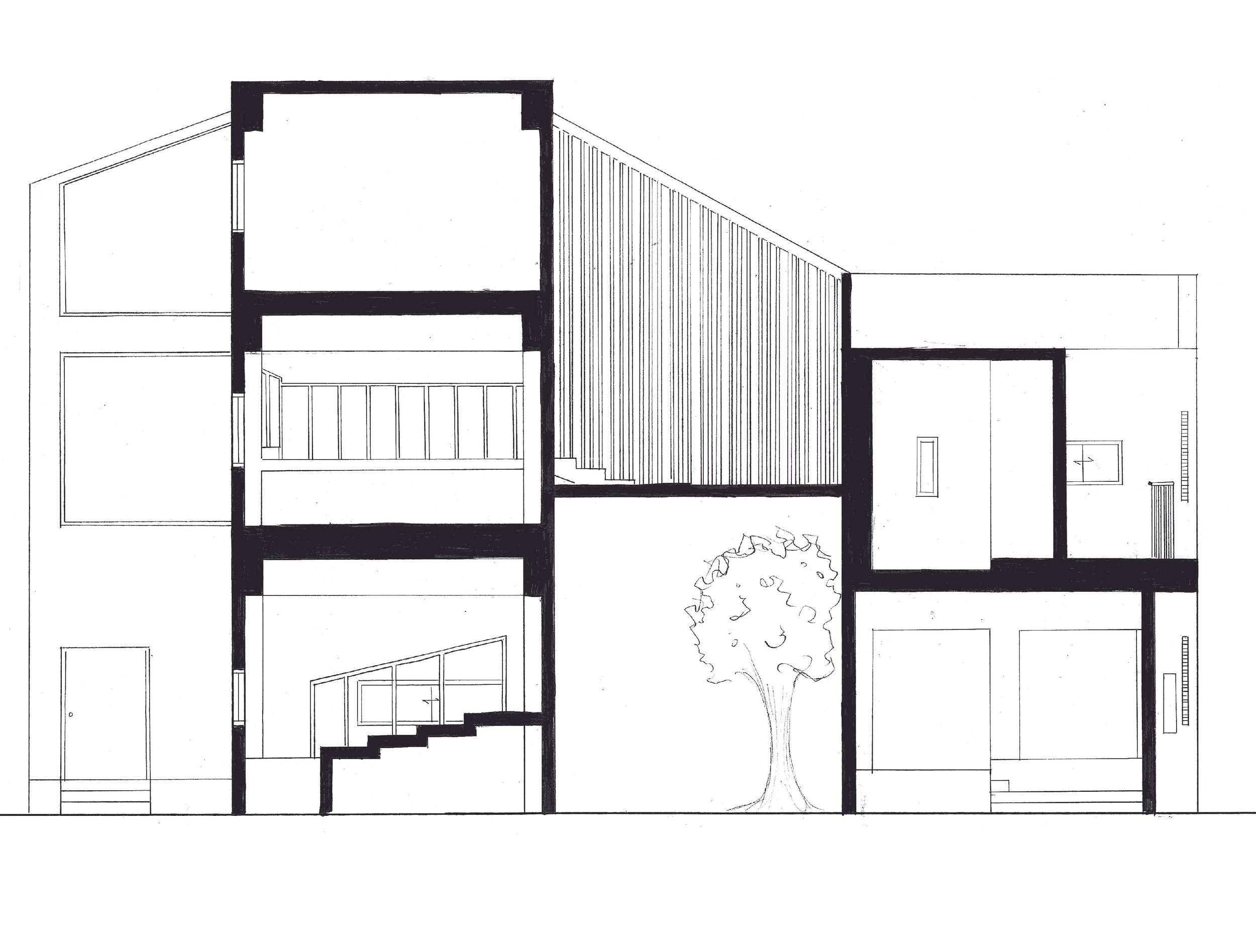 1/60 A-A’ SECTION (HAND-DRAWING)