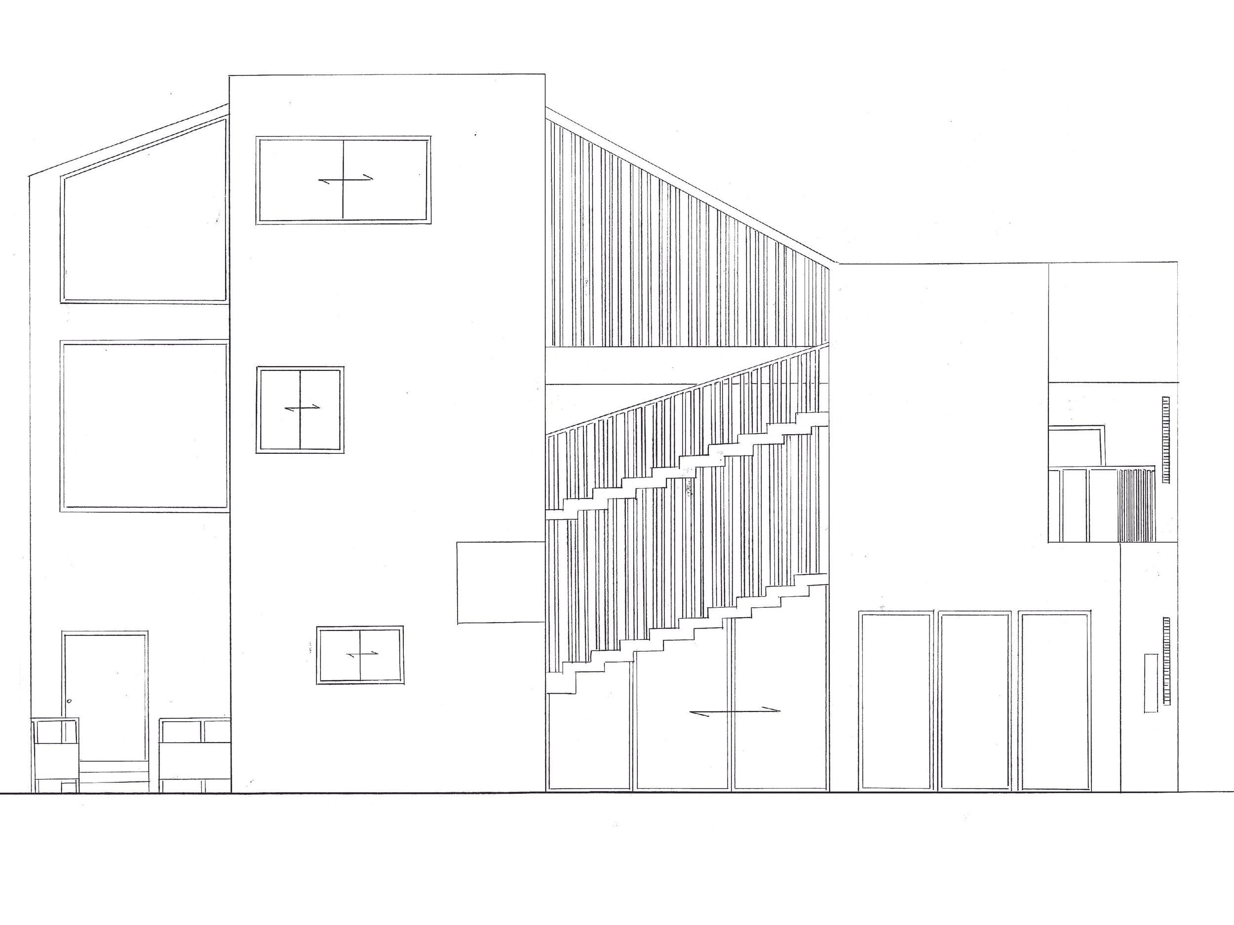 1/60 NORTH ELEVATION (HAND-DRAWING)