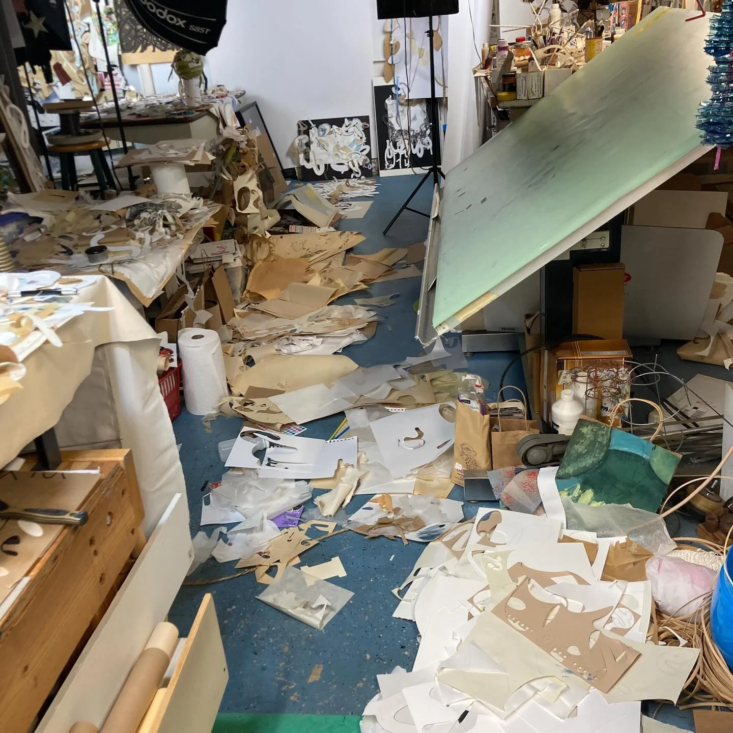 While I&rsquo;m cutting, gluing, folding and otherwise shifting numerous stacks of paper, how about a brief tour of the studio mayhem? Some folks might like this kind of diversion☕️ 

Thank you to the Ohio Arts Council for supporting this journey int