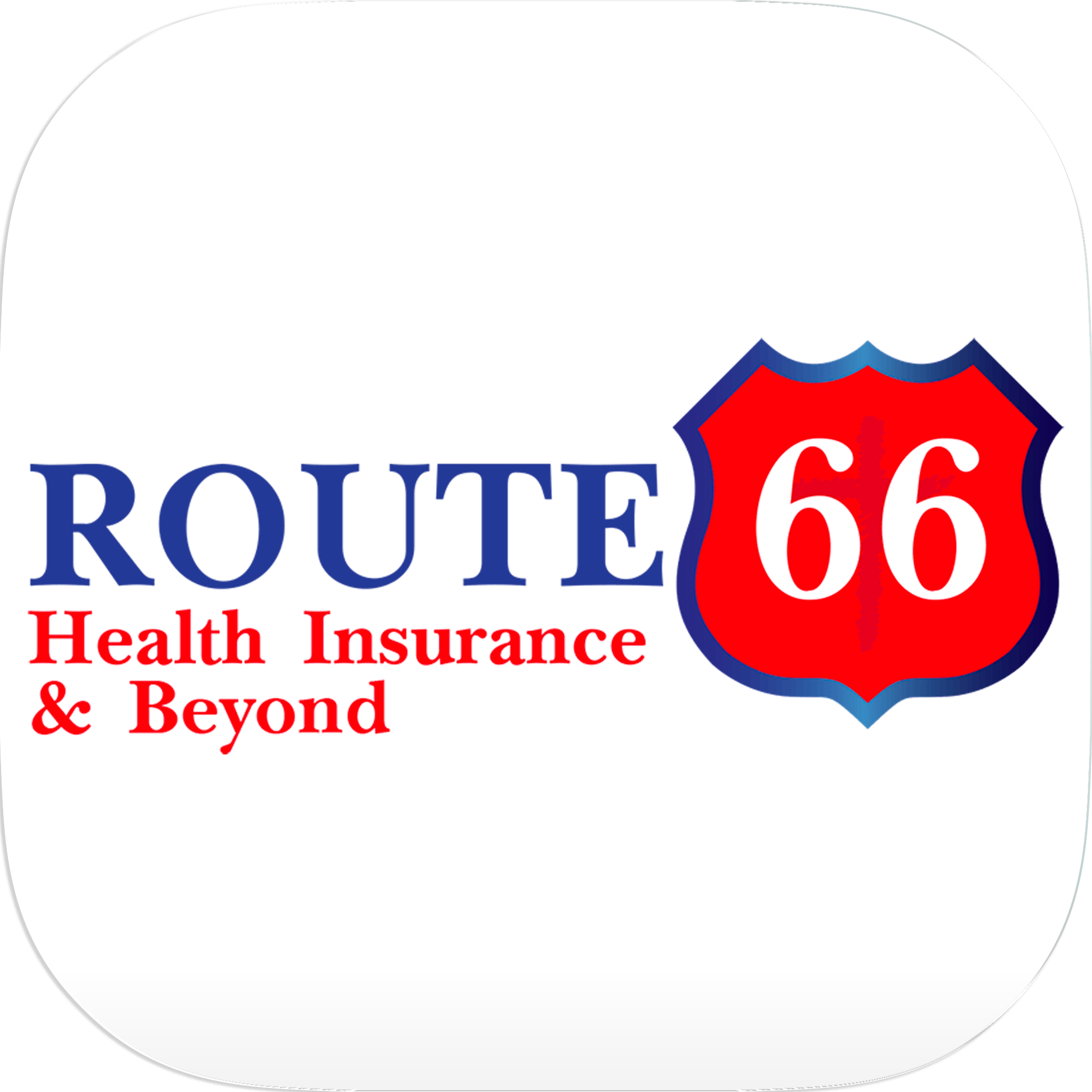 Logo for Route 66 with text 'Health Insurance & Beyond' and a red and blue Route 66 shield.