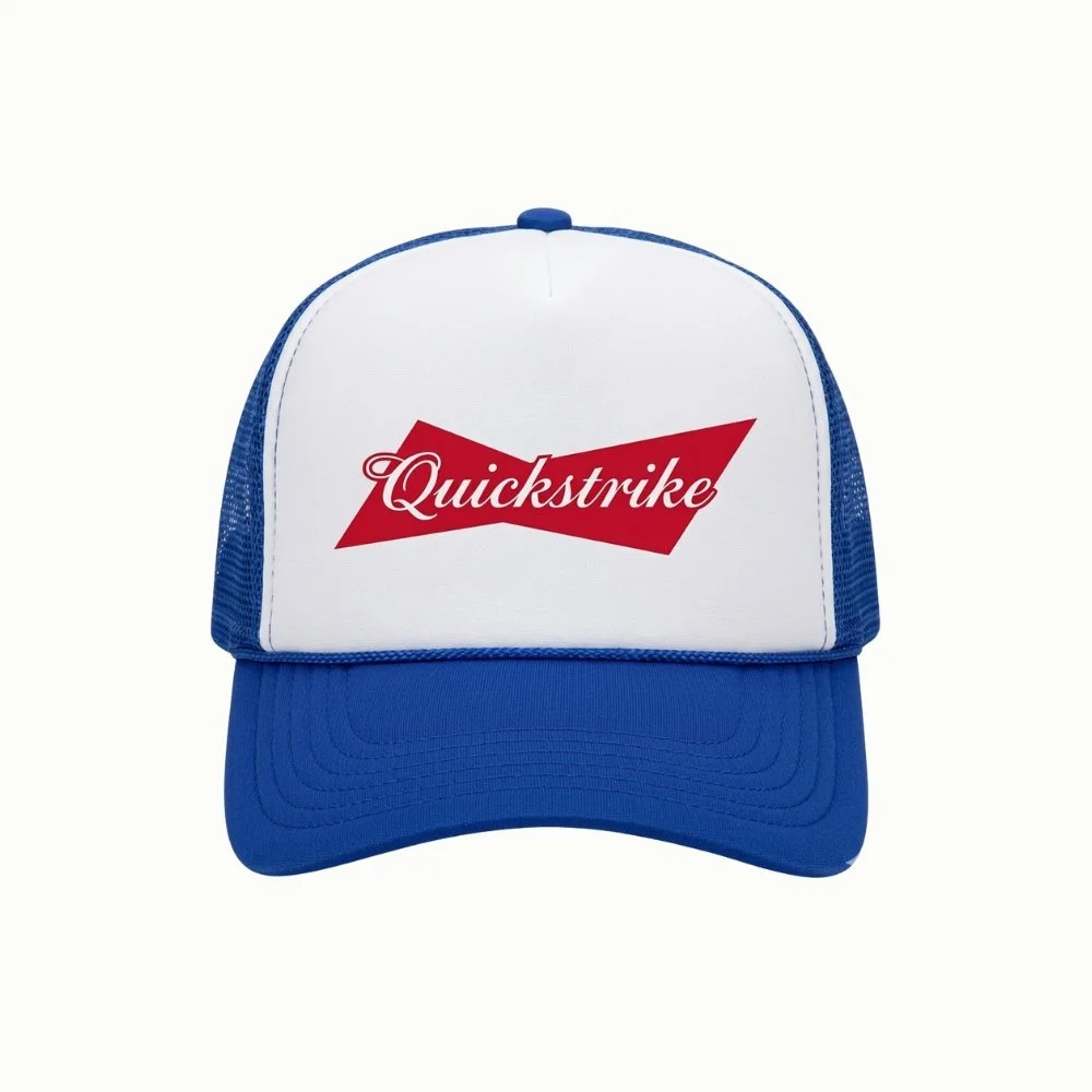 “Bow Tie” Trucker Hat in Blue/White