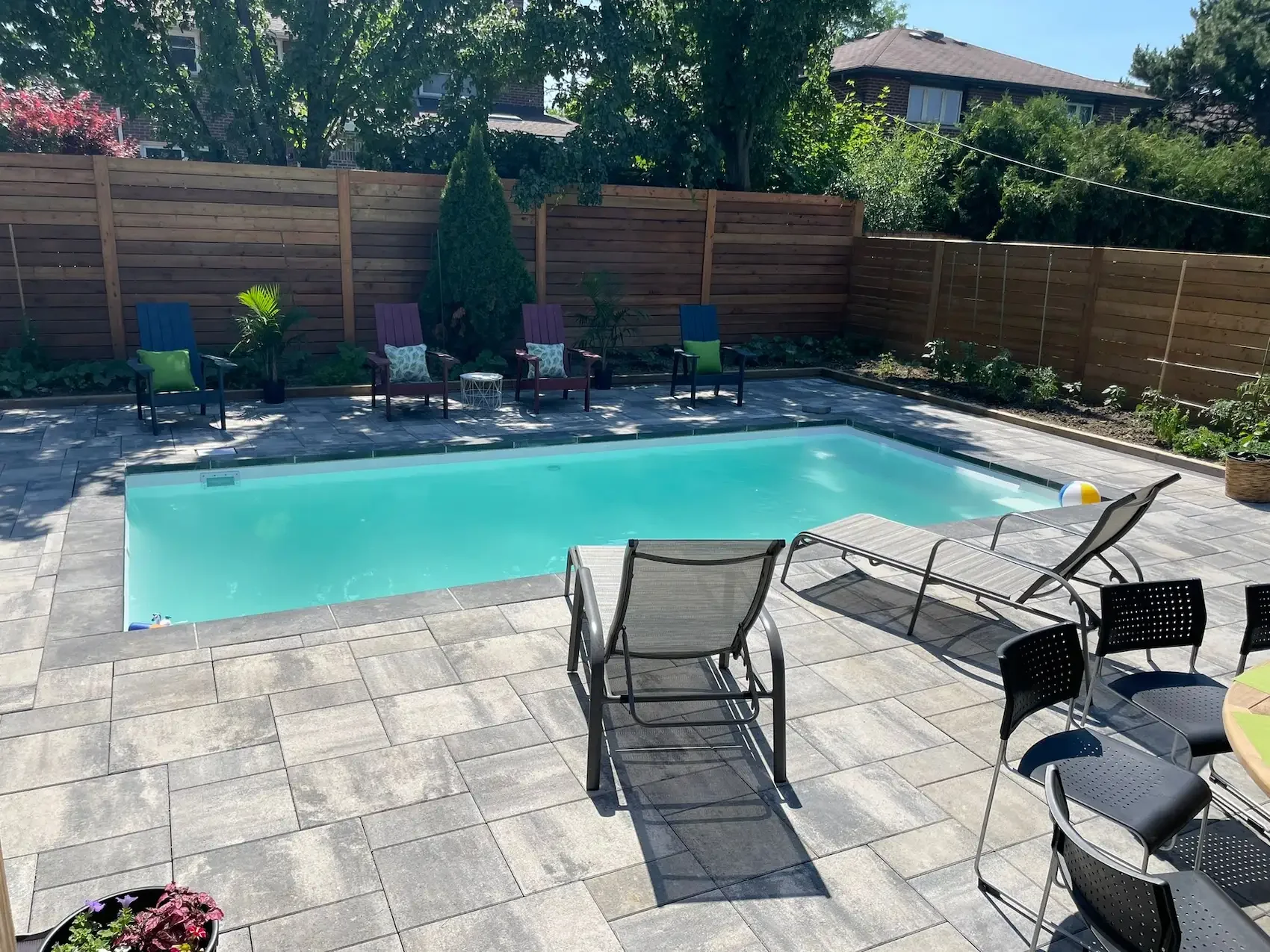 Interlocked patio backyard with swimming pool