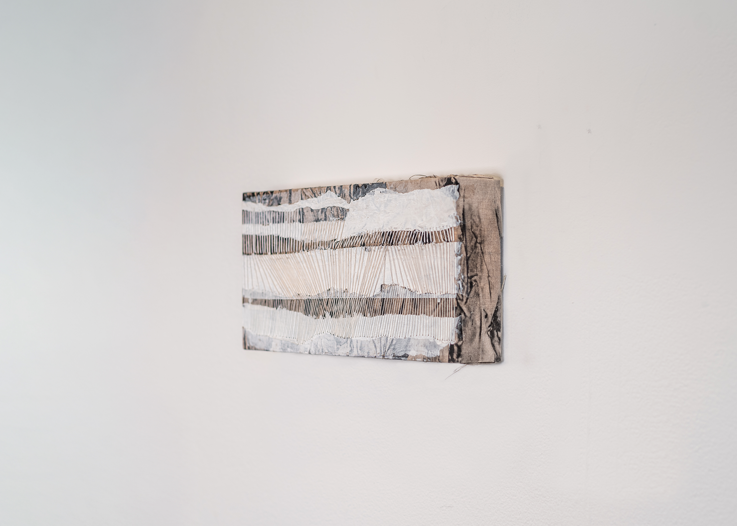 Naive Cynicism | Acrylic, ink, wax on linen, 6" x 10", 2025
