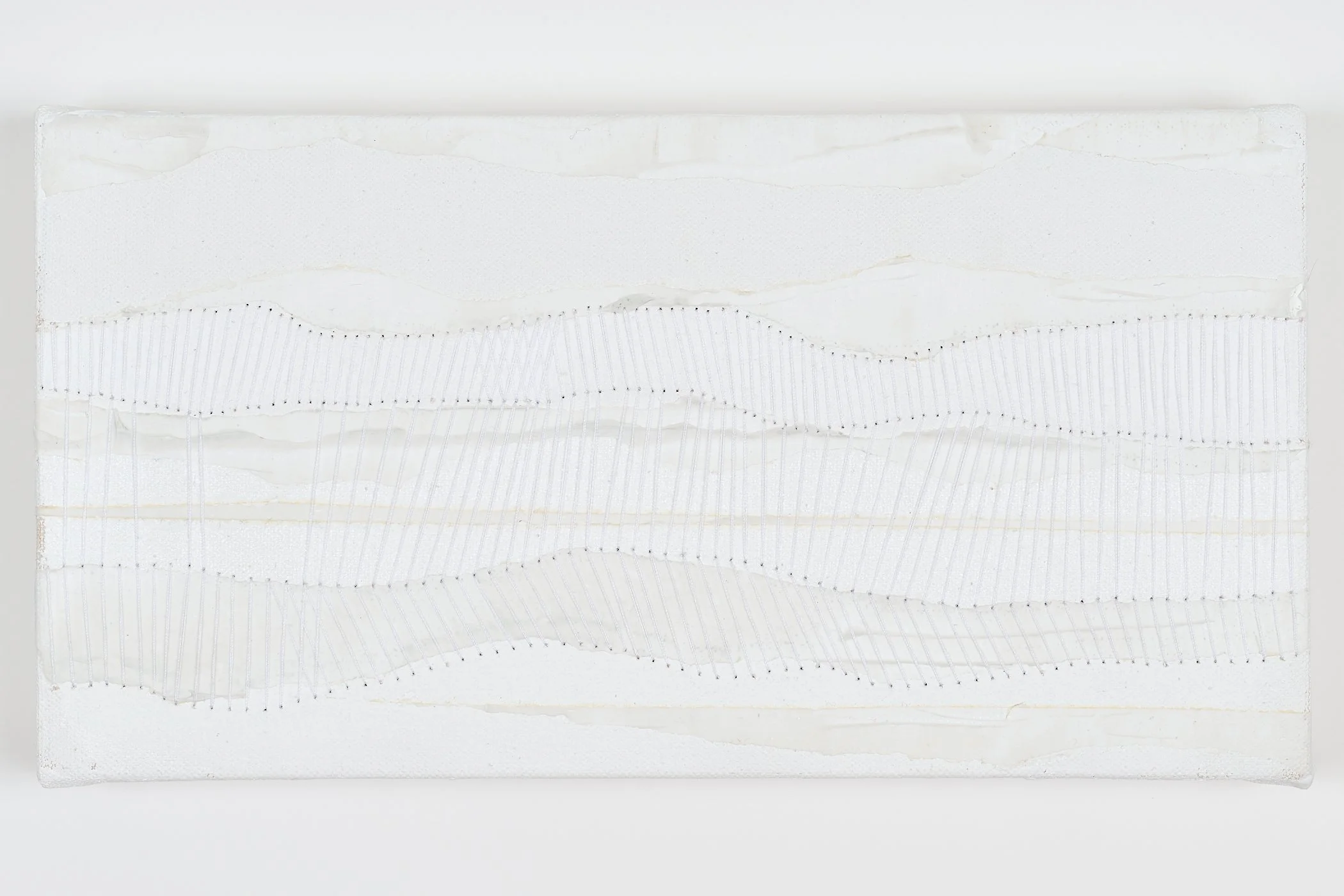 Increments of Existence | Acrylic, thread on canvas, 5.5" x 10", 2024