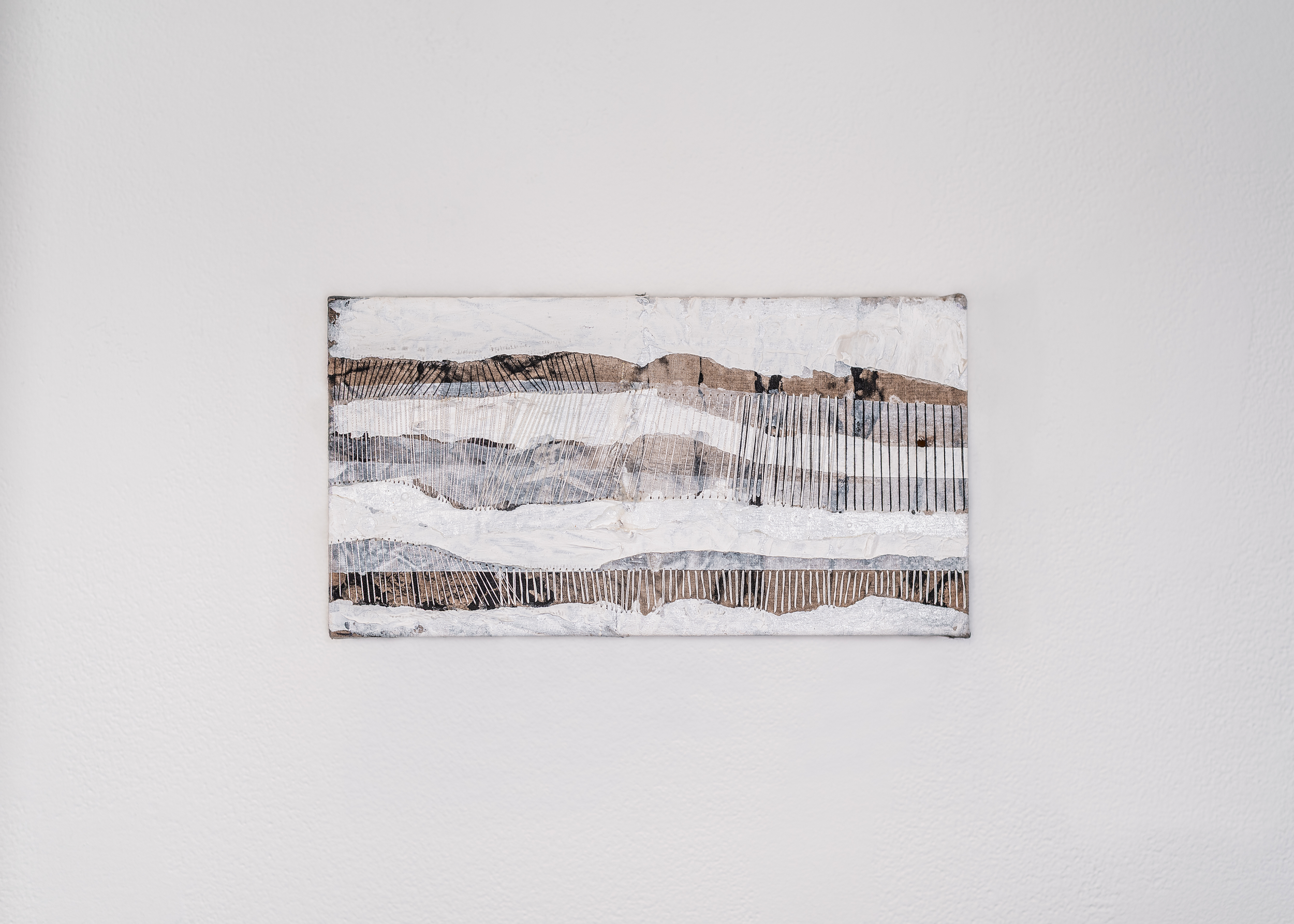 Catalyst for Bad Decision Making | Acrylic, ink, wax on linen, 6" x 10", 2025