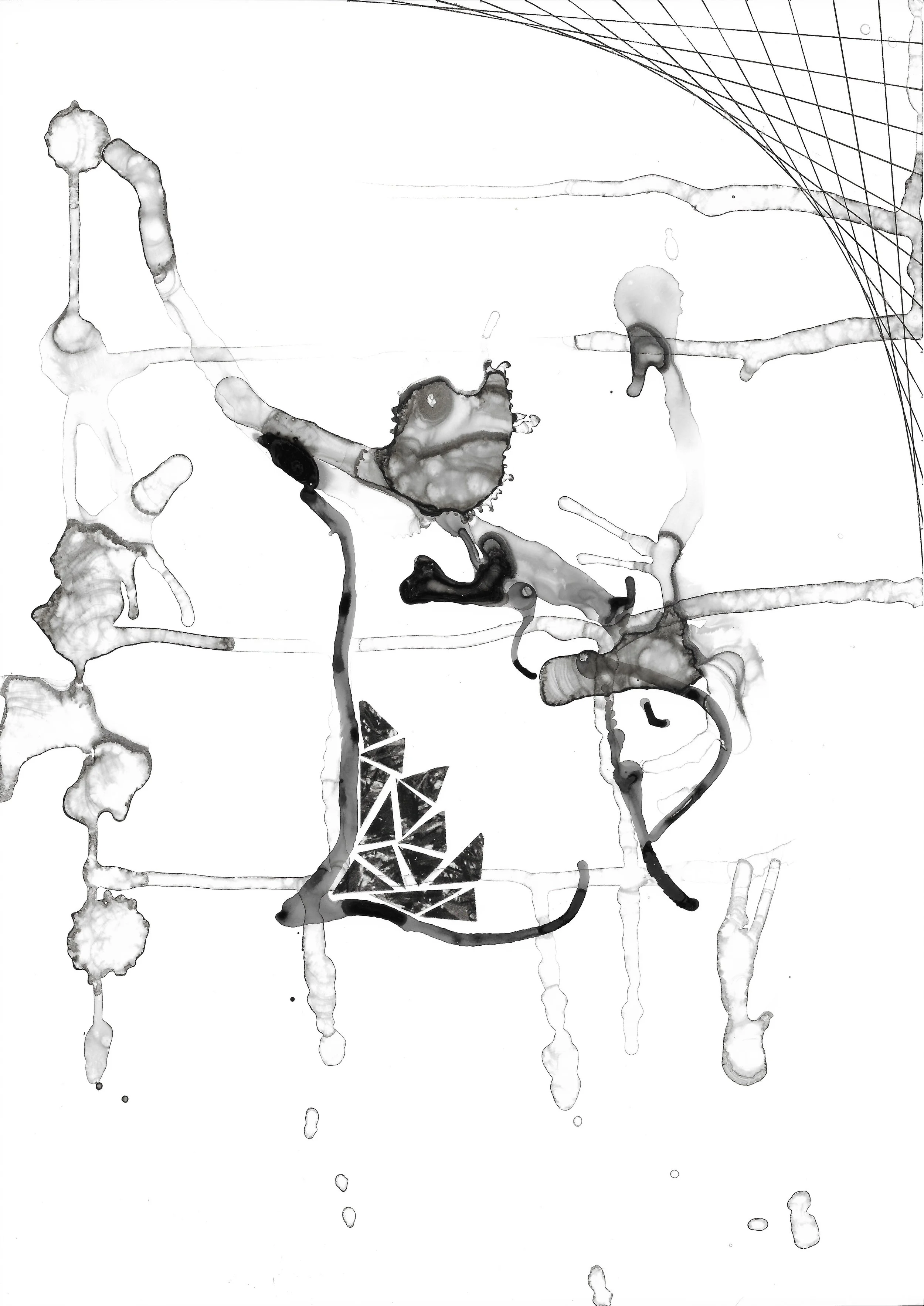 Fragmentation 7, 8" x 10", Ink and paper on Yupo