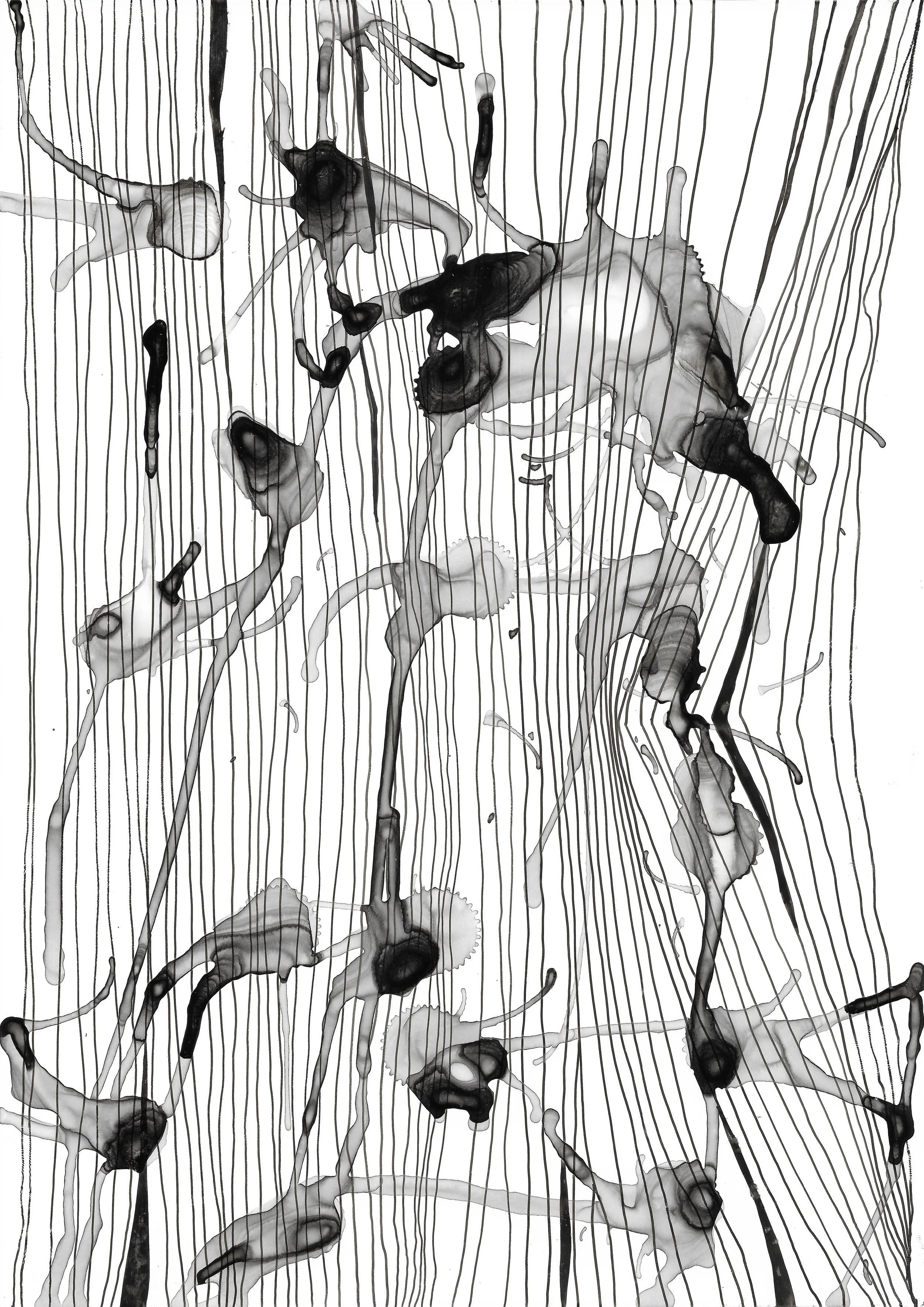 Fragmentation 8, 8" x 10", Ink  on Yupo