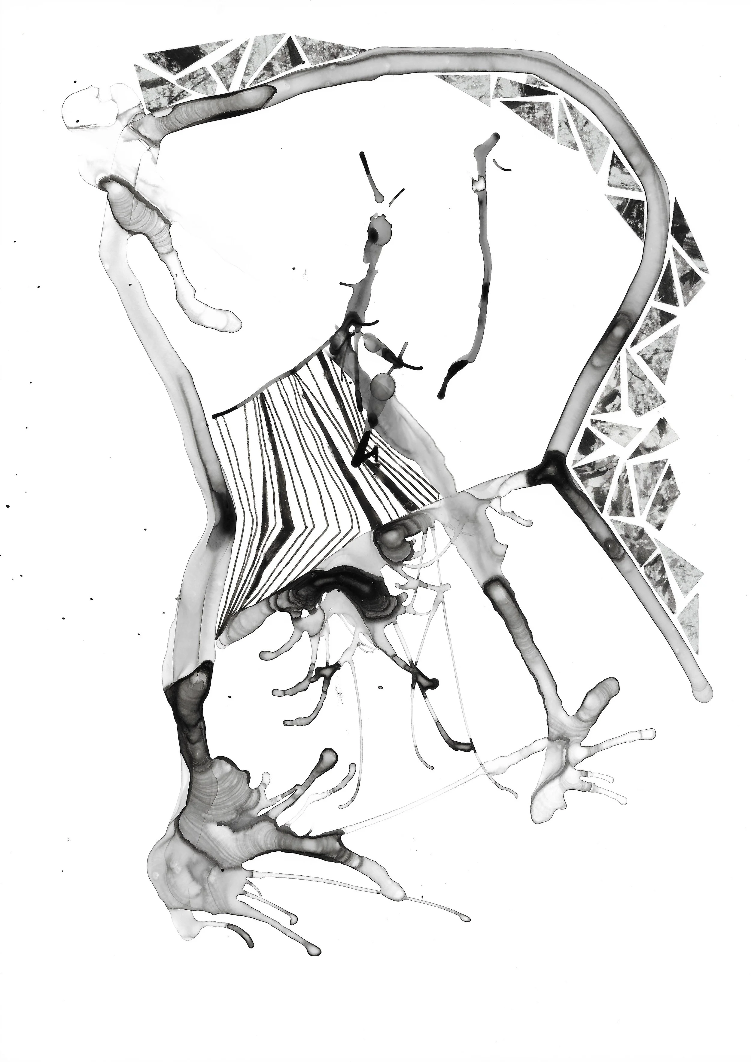 
Fragmentation 1, 8" x 10", Ink and paper on Yupo