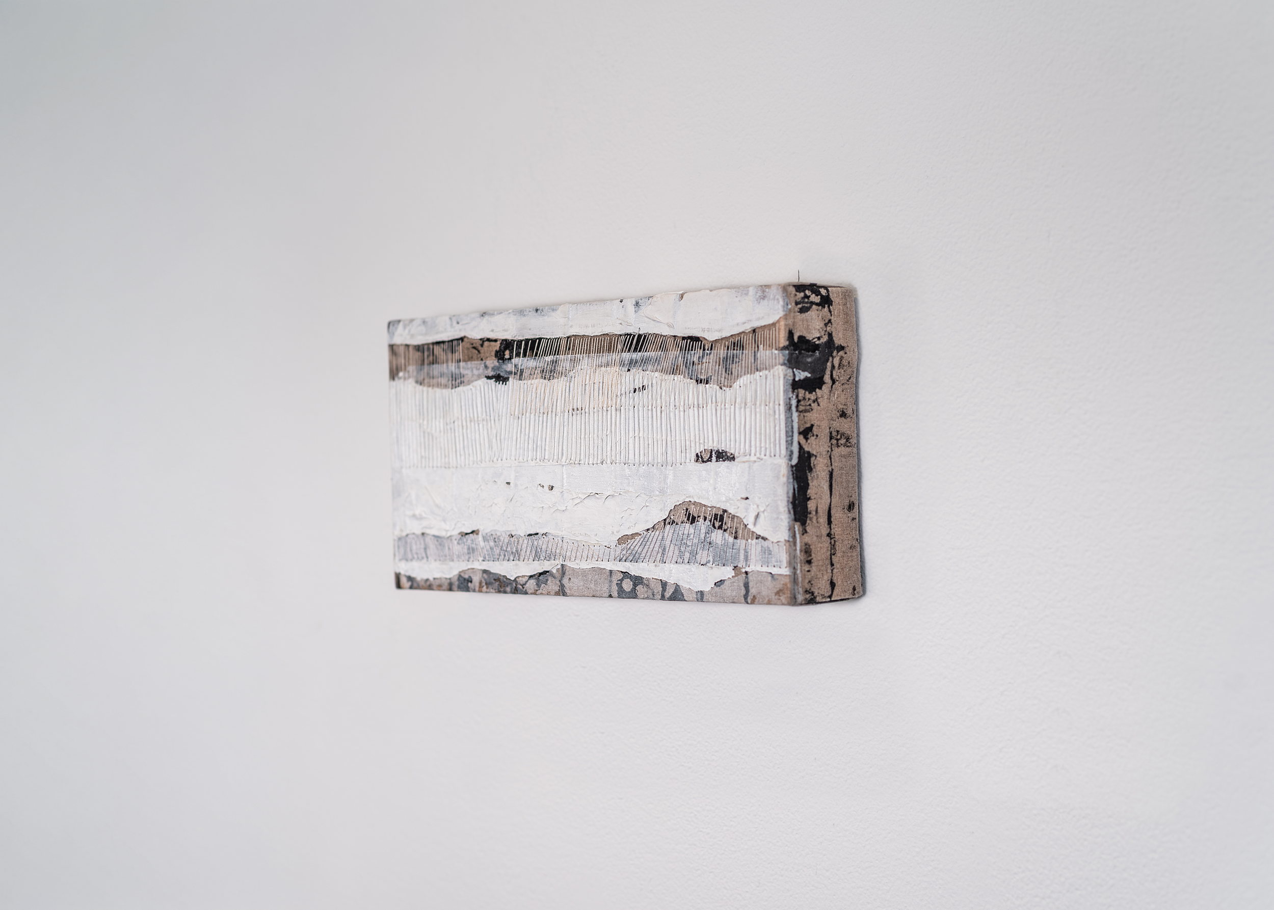 Hint at Something Beyond | Acrylic, ink, wax on linen, 6" x 10", 2025