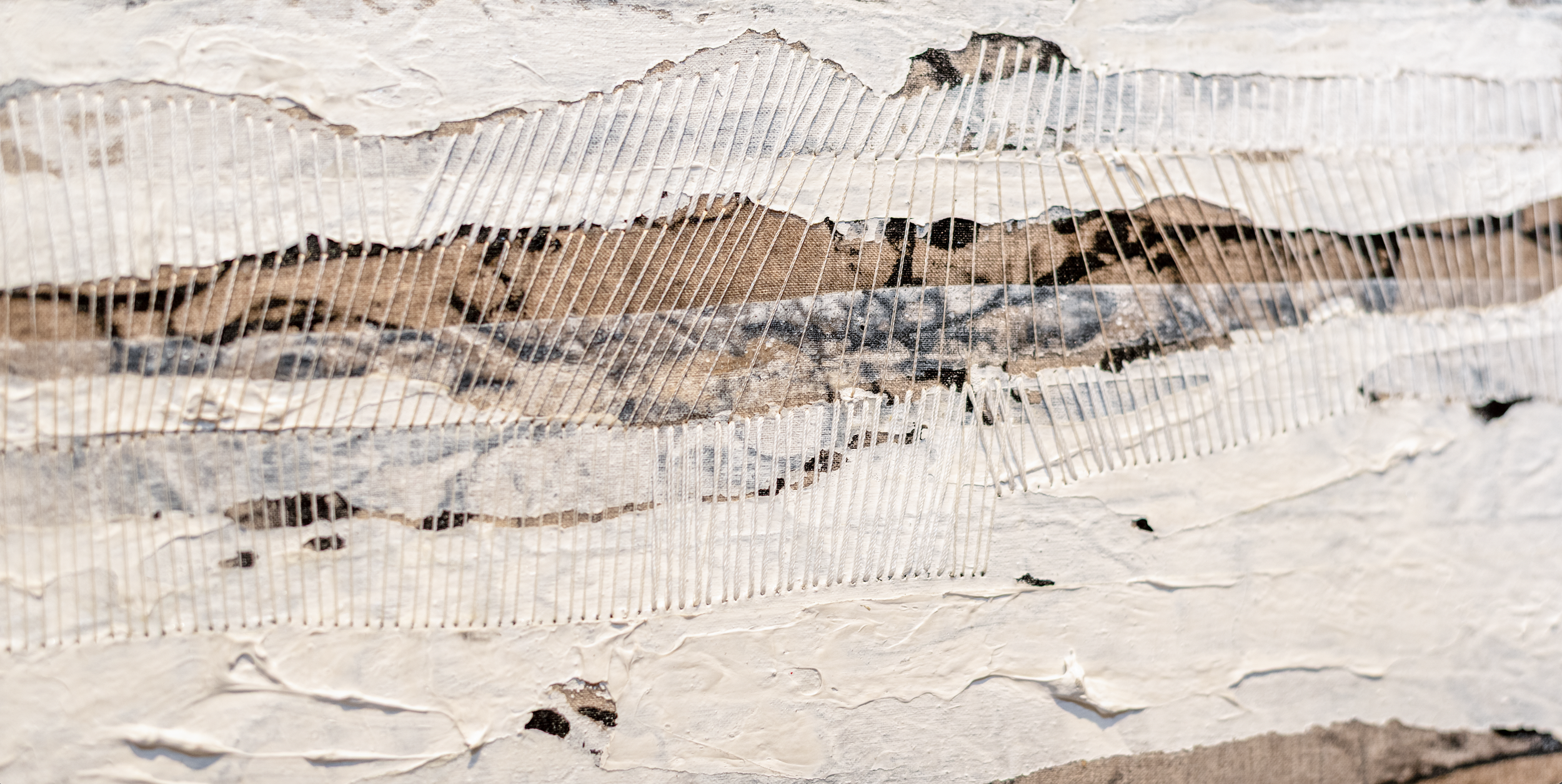 The Charm of Permanence | Acrylic, ink, wax on linen, 6" x 10", 2025