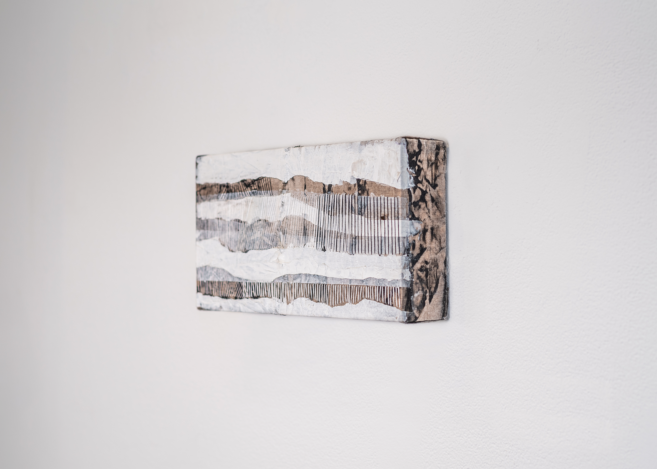 Catalyst for Bad Decision Making | Acrylic, ink, wax on linen, 6" x 10", 2025