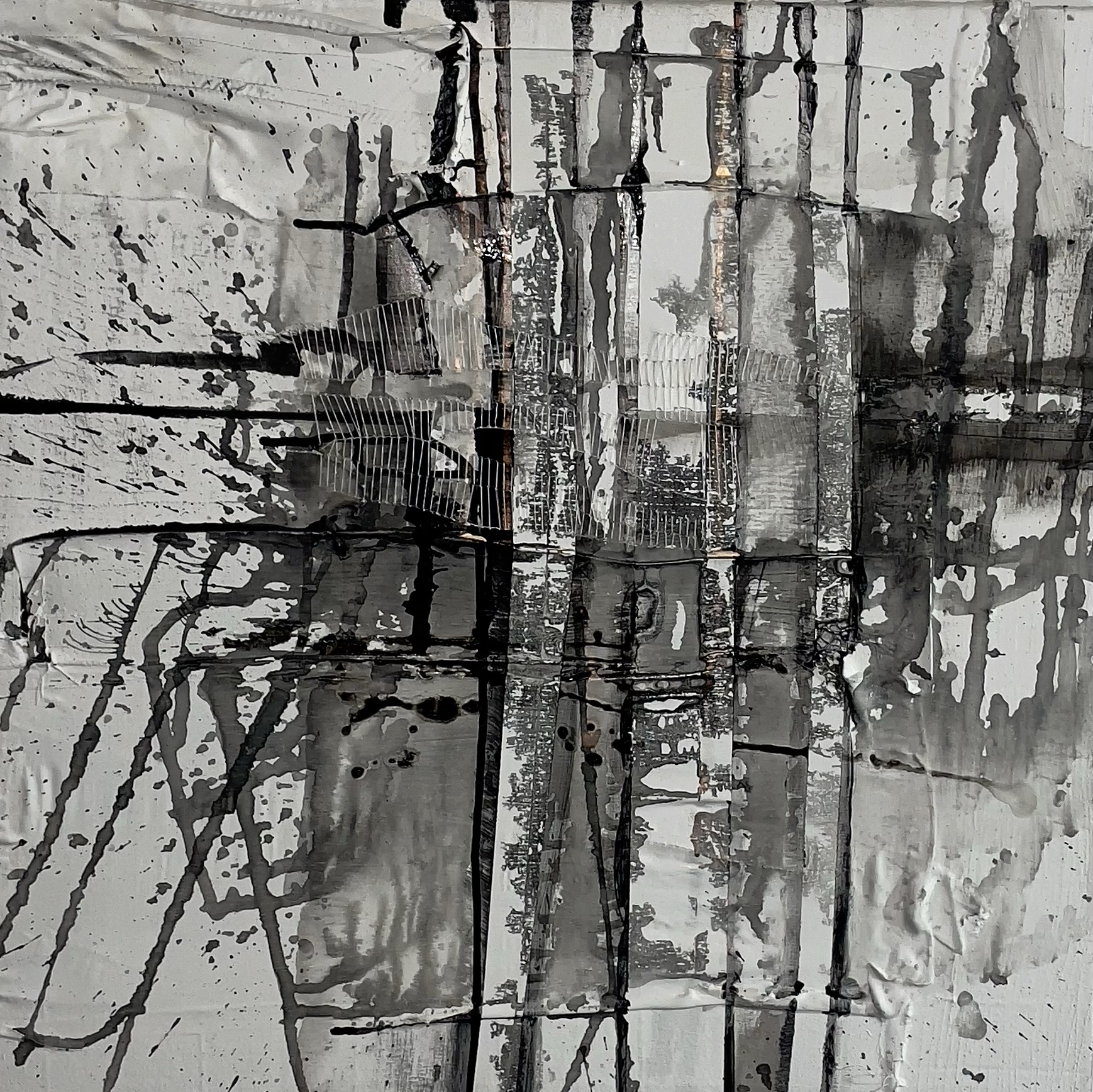 Temporal Textiles
Acrylic, ink, thread on mixed textiles
24" x 24"
2022