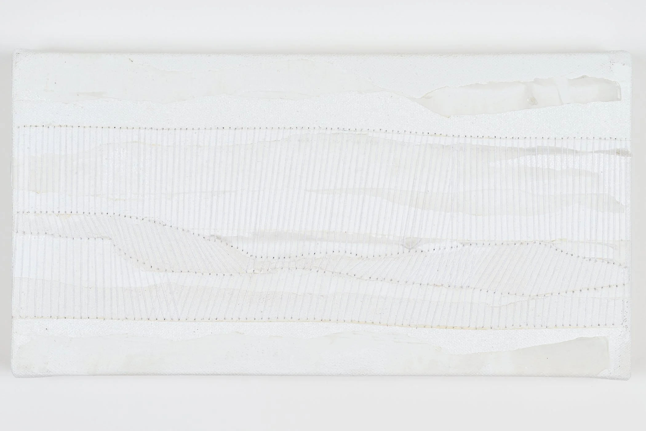 Lingering Mind | Acrylic, thread on canvas, 5.5" x 10", 2024