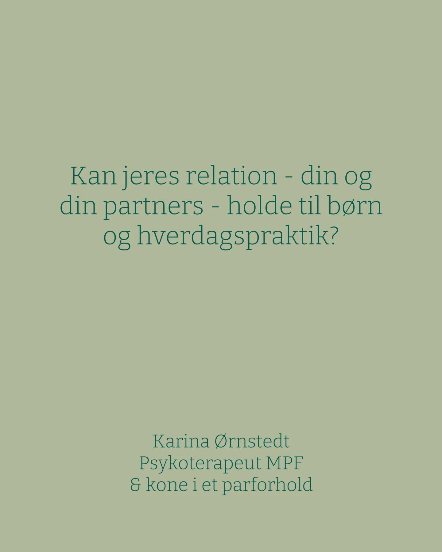 N&aring;r s&oslash;vn, tid og overskud bliver en mangelvare, s&aring; kan sm&aring; uenigheder hurtigt blive store. 

N&aring;r hverdagens pres tager over, kan det med tiden blive sv&aelig;rt at finde hinanden. Det kan desv&aelig;rre ende med, at jer