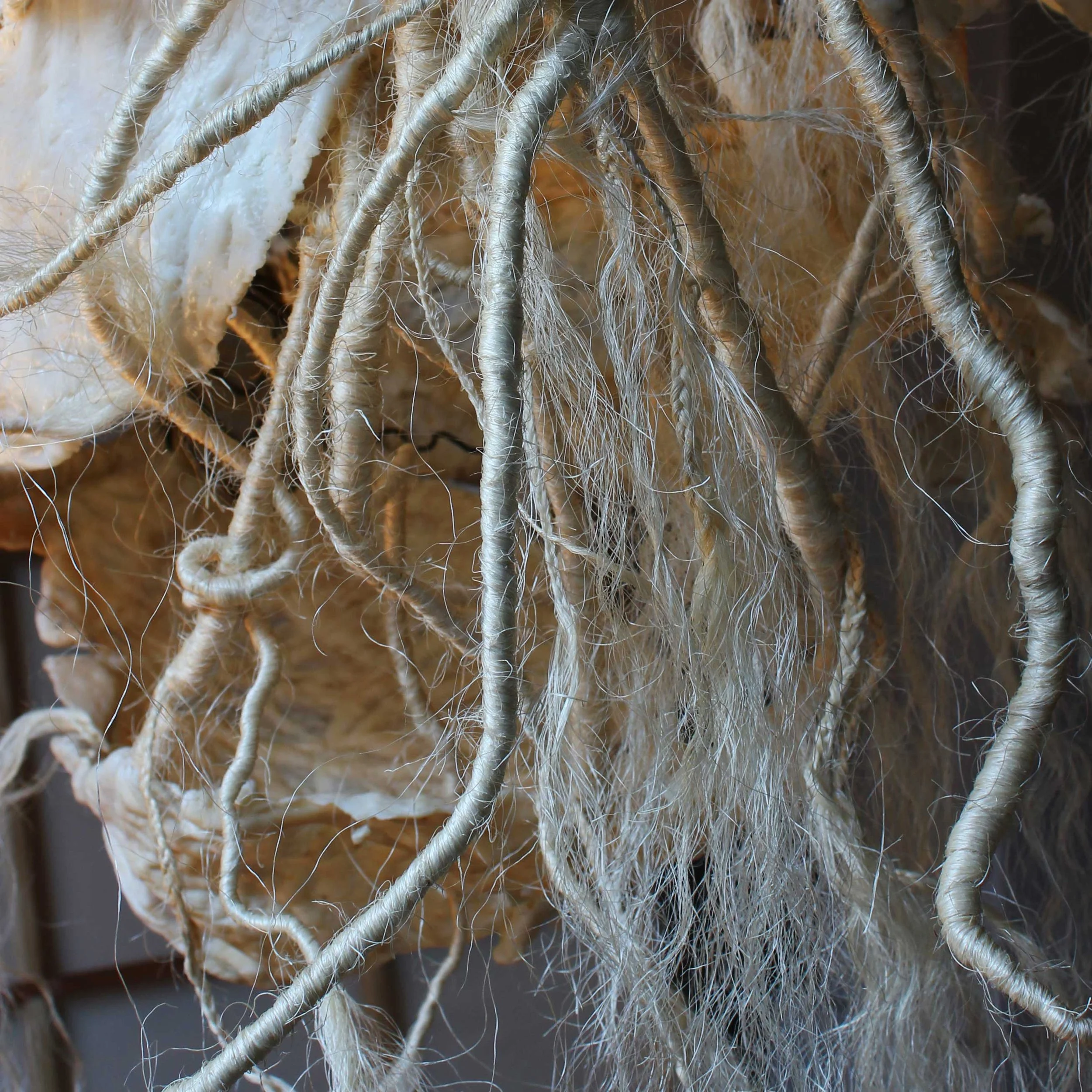 SIKHO SIYOTULA-SIEGEMUND: Remainder 002, 2011. Caul fat, thread, rope and wire, c. 60 x 120 x 60 cm. DETAIL