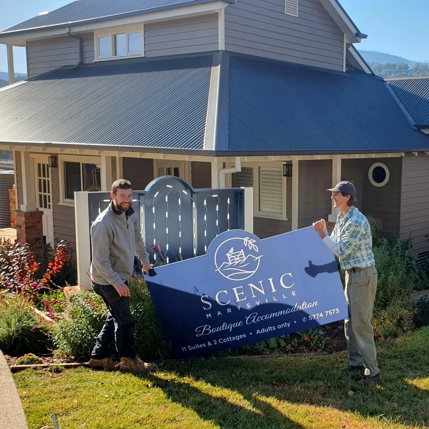 Keeping it subtle yet informative... our new sign at the #frontentrance looks great in the daytime and at #night so our guests can be confident they're at the right place on arrival. We also finished the #noticeboard in the stairwell that will eventu