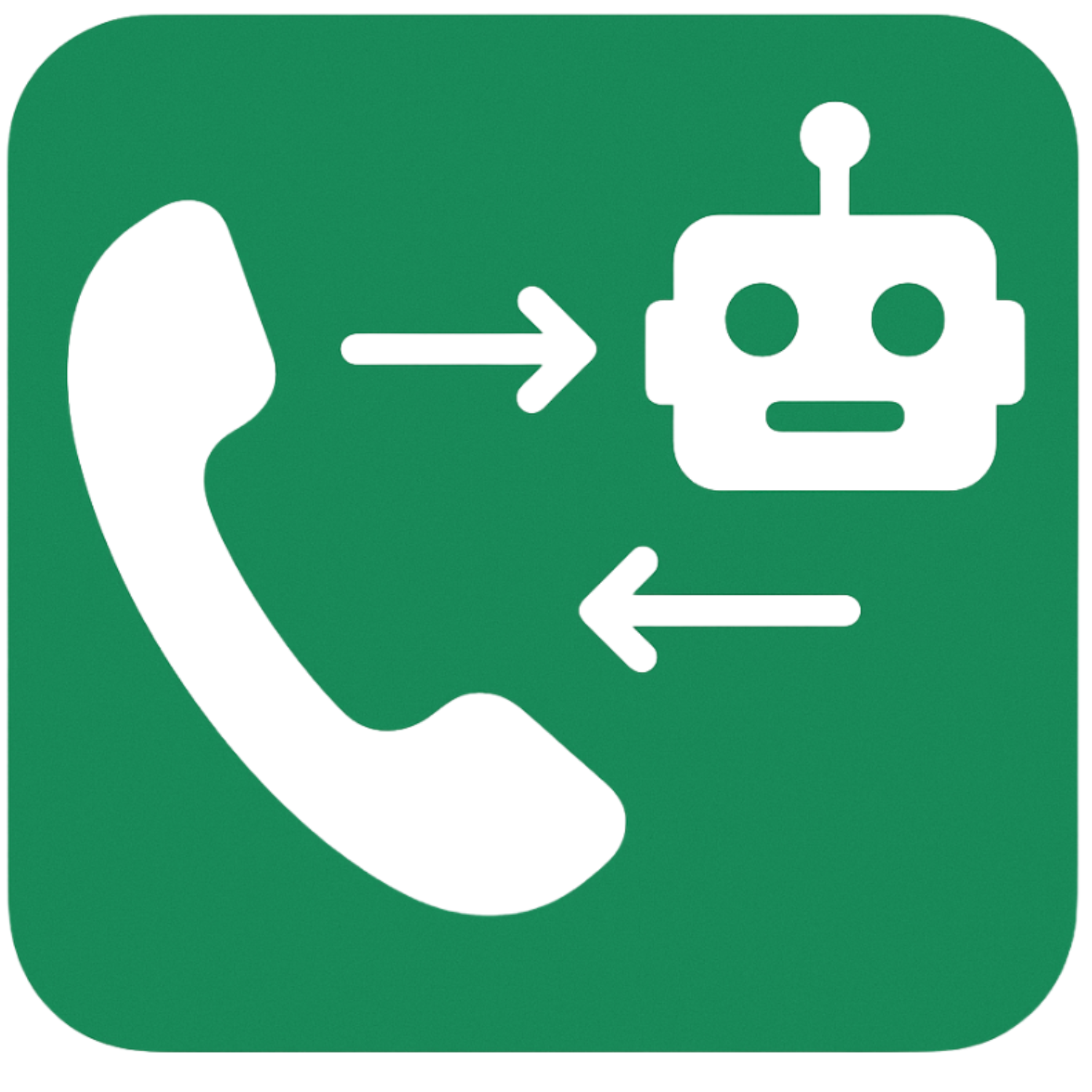 Green emergency phone sign with a black telephone icon and a robot icon, indicating automated or robotic communication.
