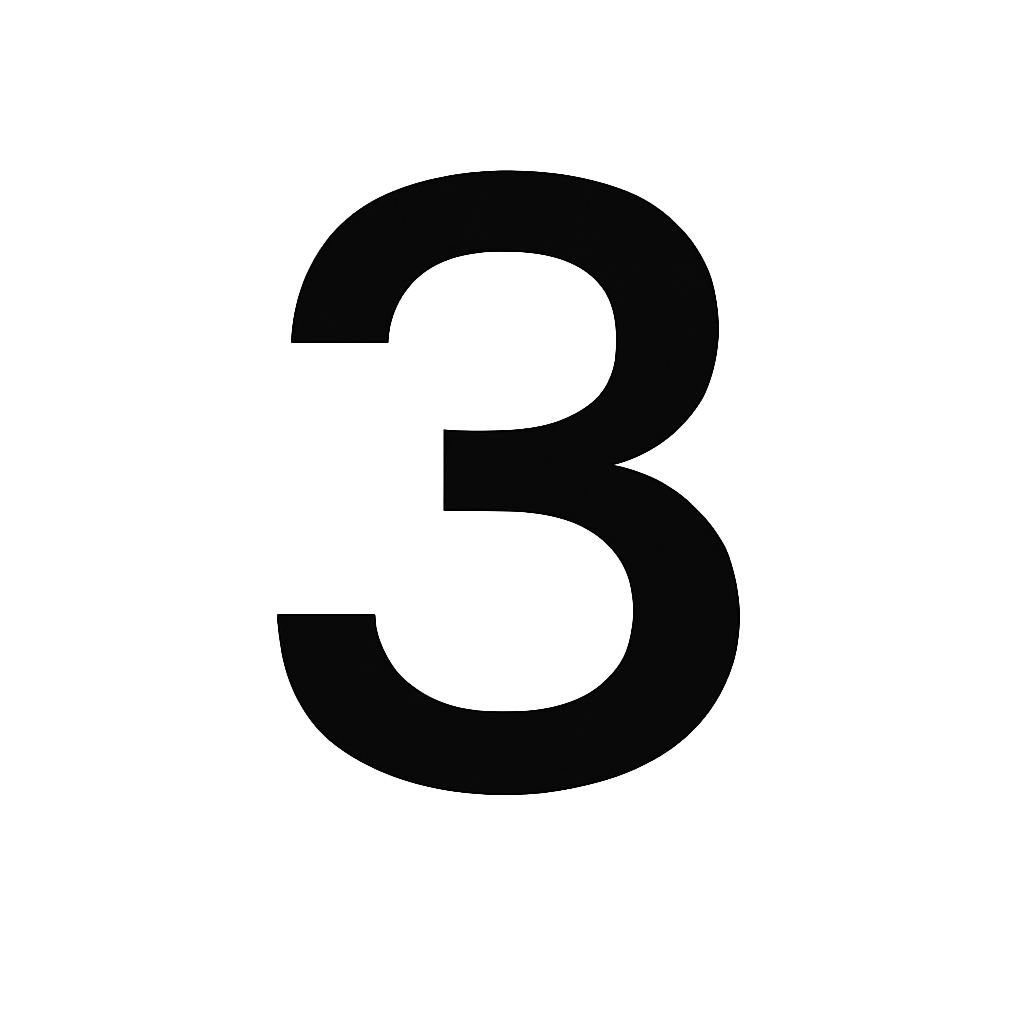 Black number 3 on a transparent background.