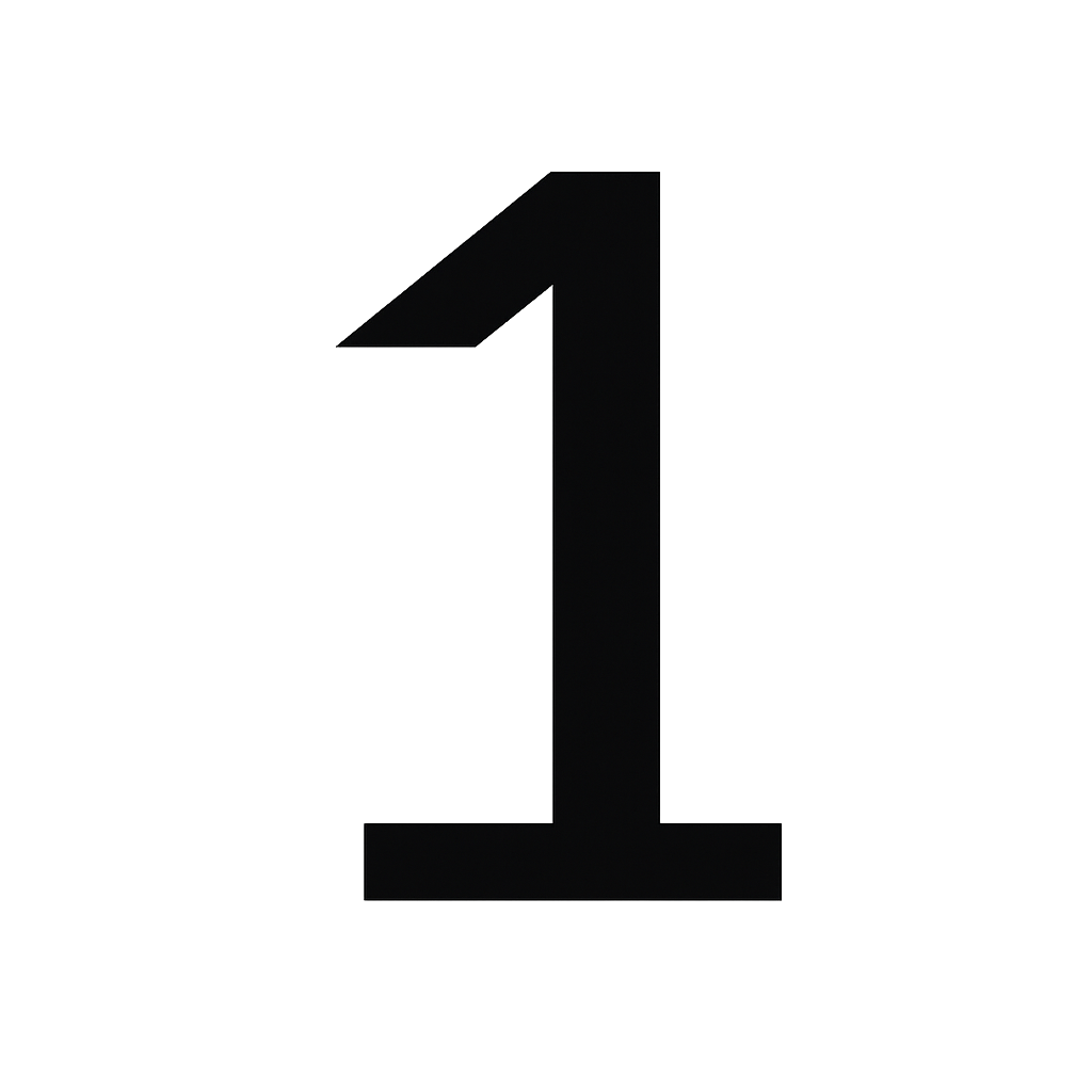 Black number one on a black background