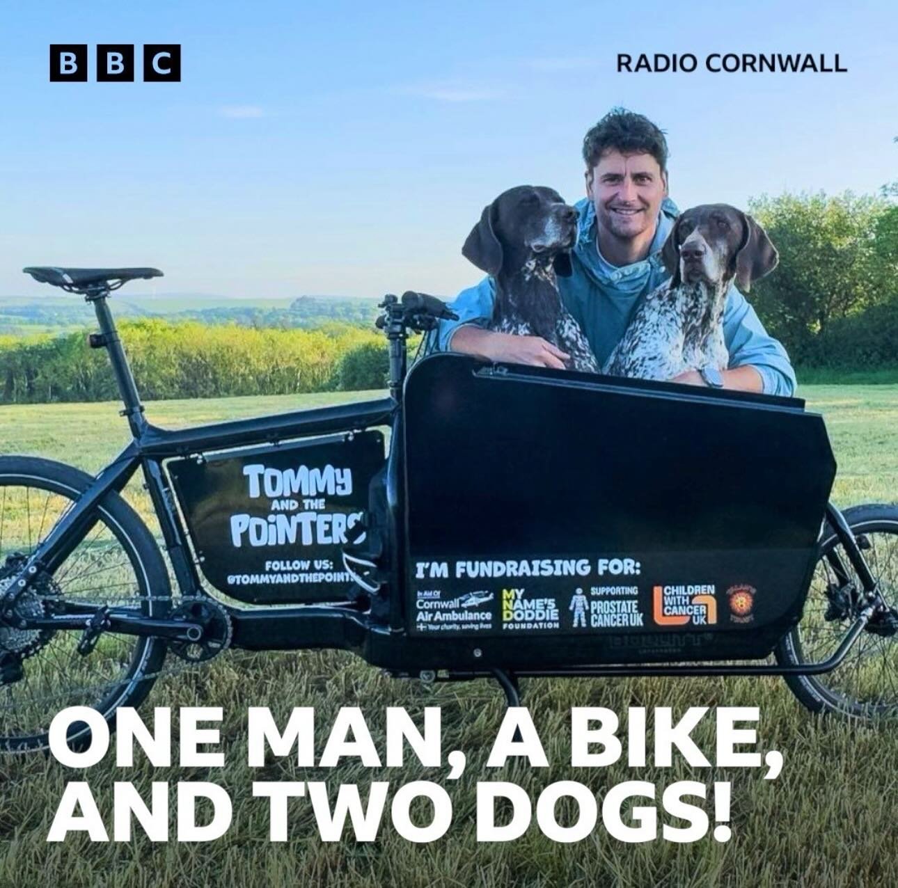 A massive thank you to @bbccornwall for all your support so far!! A truly great radio station!

#TommyAndThePointers #BBCRadioCornwall #RadioCornwall #ThankYouBBC #LEJOG2026 #FundraisingWithFur #DogPowered #CargoBikeMission #BBCShoutout #ChallengeFor