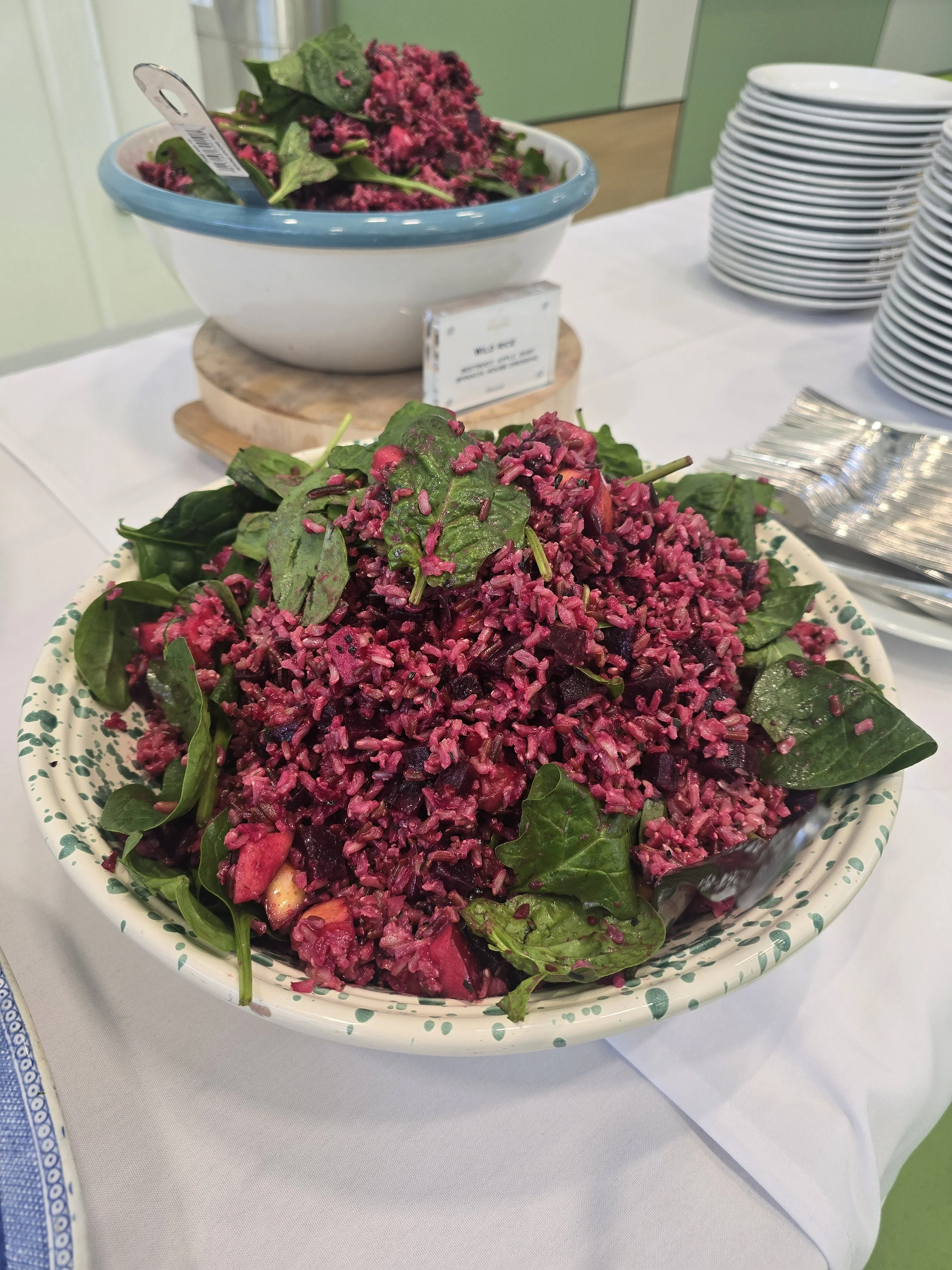 Wild rice, apple, beetroot and spinach salad