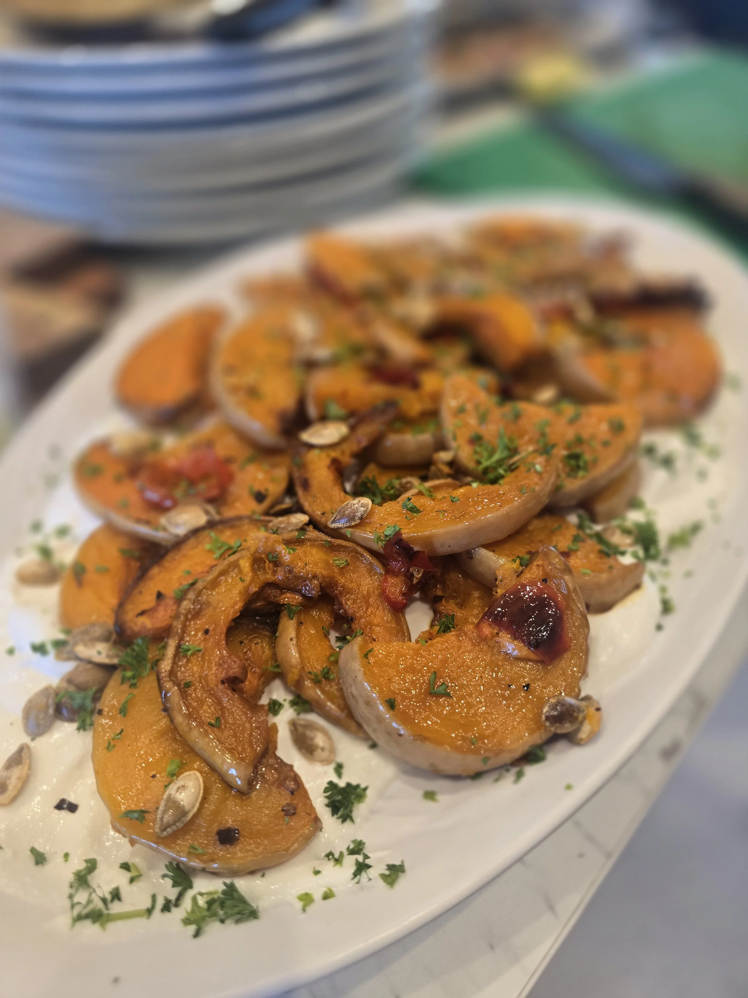 Spiced roast squash with yogurt and toasted seeds