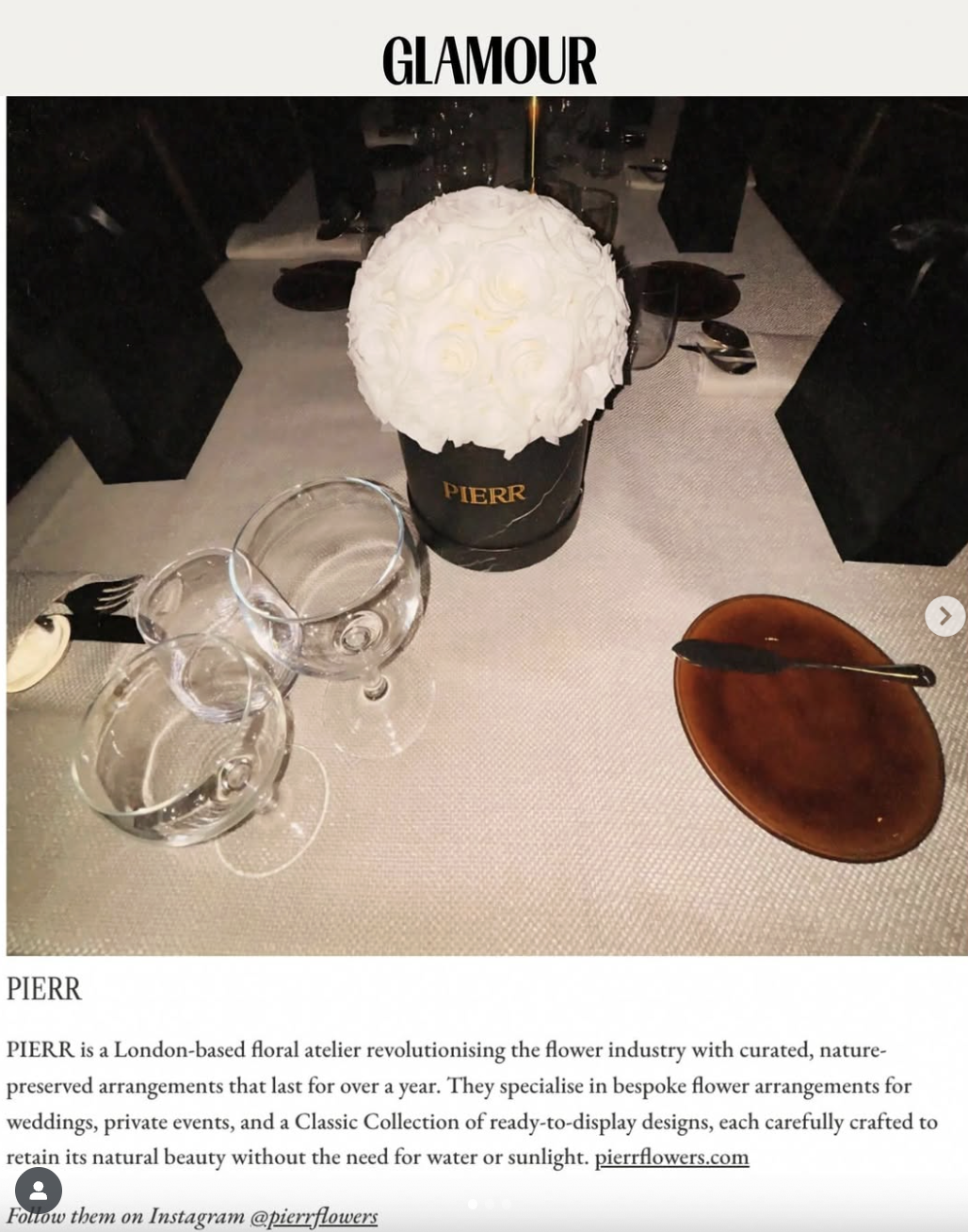 PIERR Flowers Featured in Glamour UK — May 2025 Edition