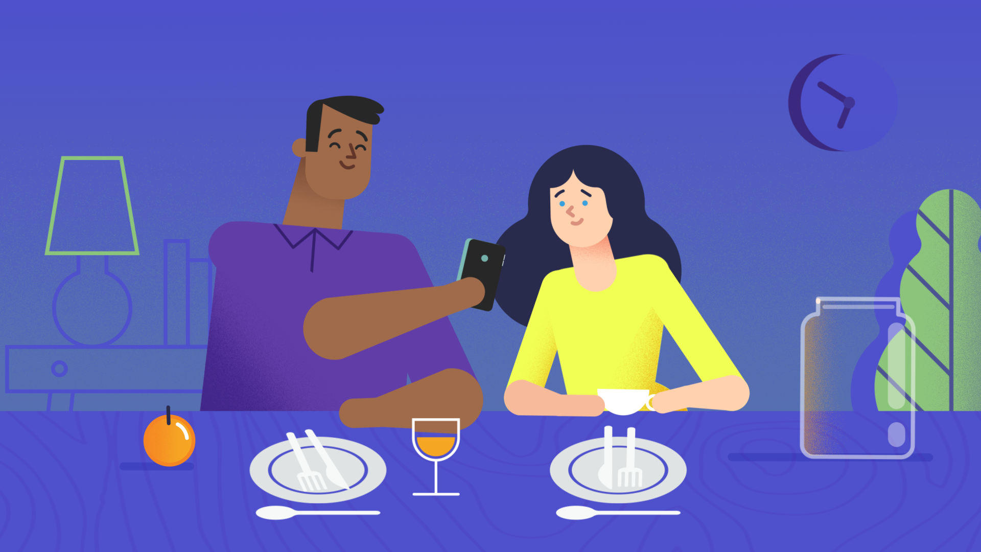 a man showing his friend his phone