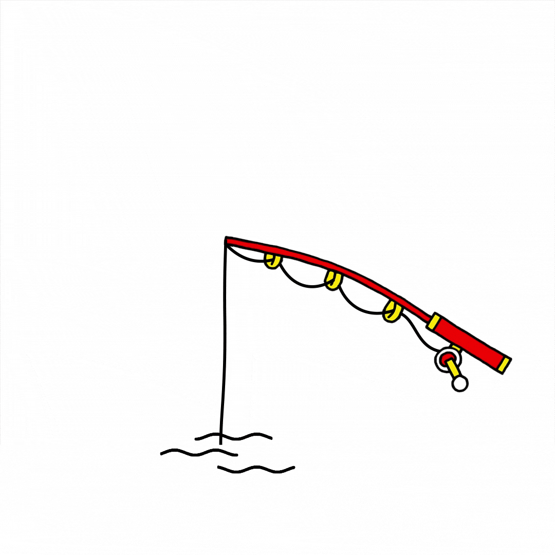 fishing rod fishing for clicks