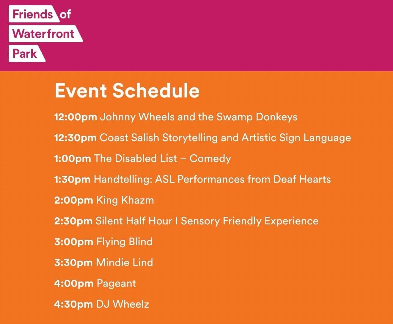 Have you seen the event schedule yet?? Saturday is almost here and we are ecstatic! Get there early for the incredible powerhouse group @thejohnnywheels starting off our day with a bang! We are FULL with amazing performances all day long, and there&r