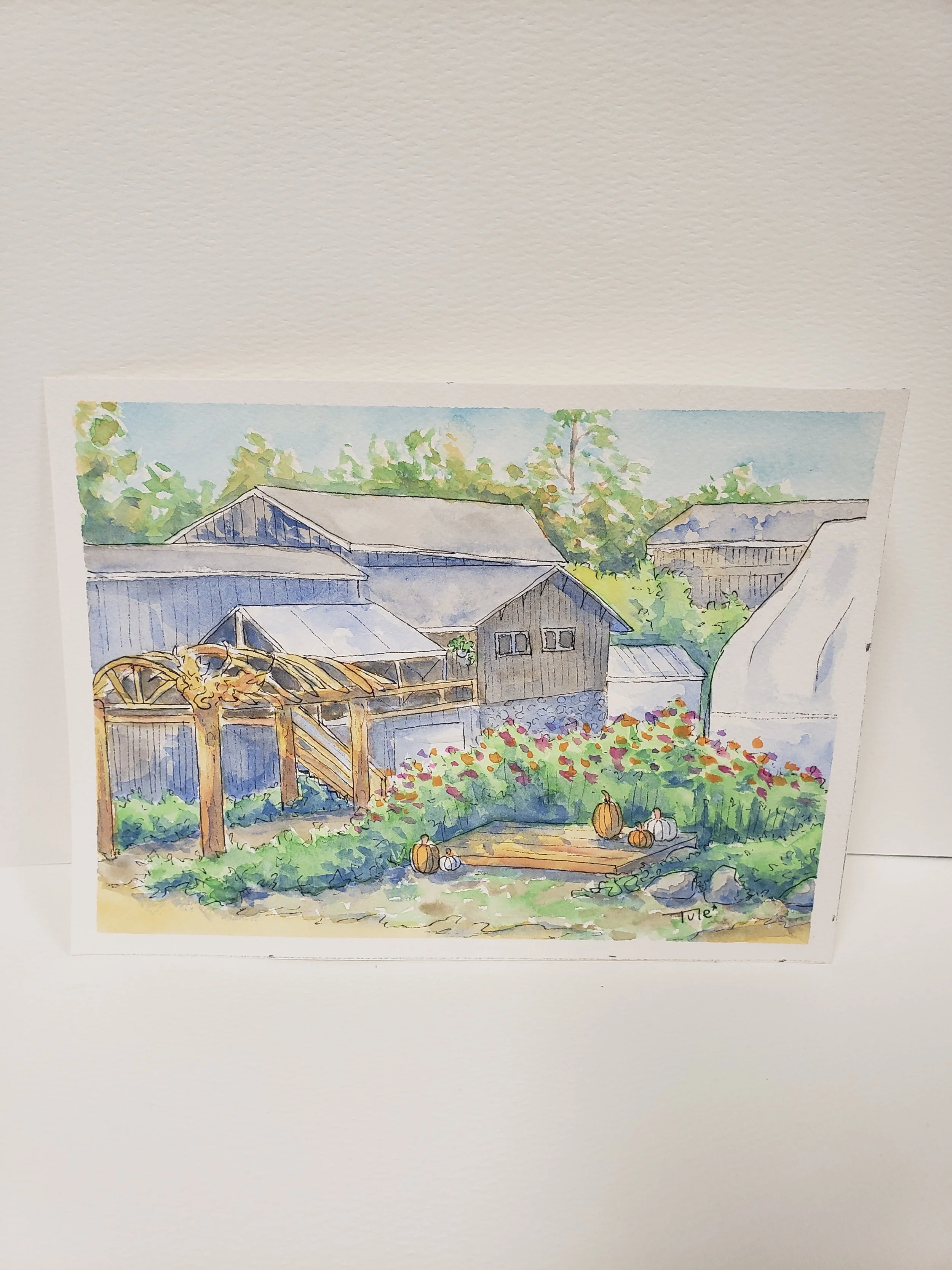 Autumn At Pond Hill Farm Original Watercolor