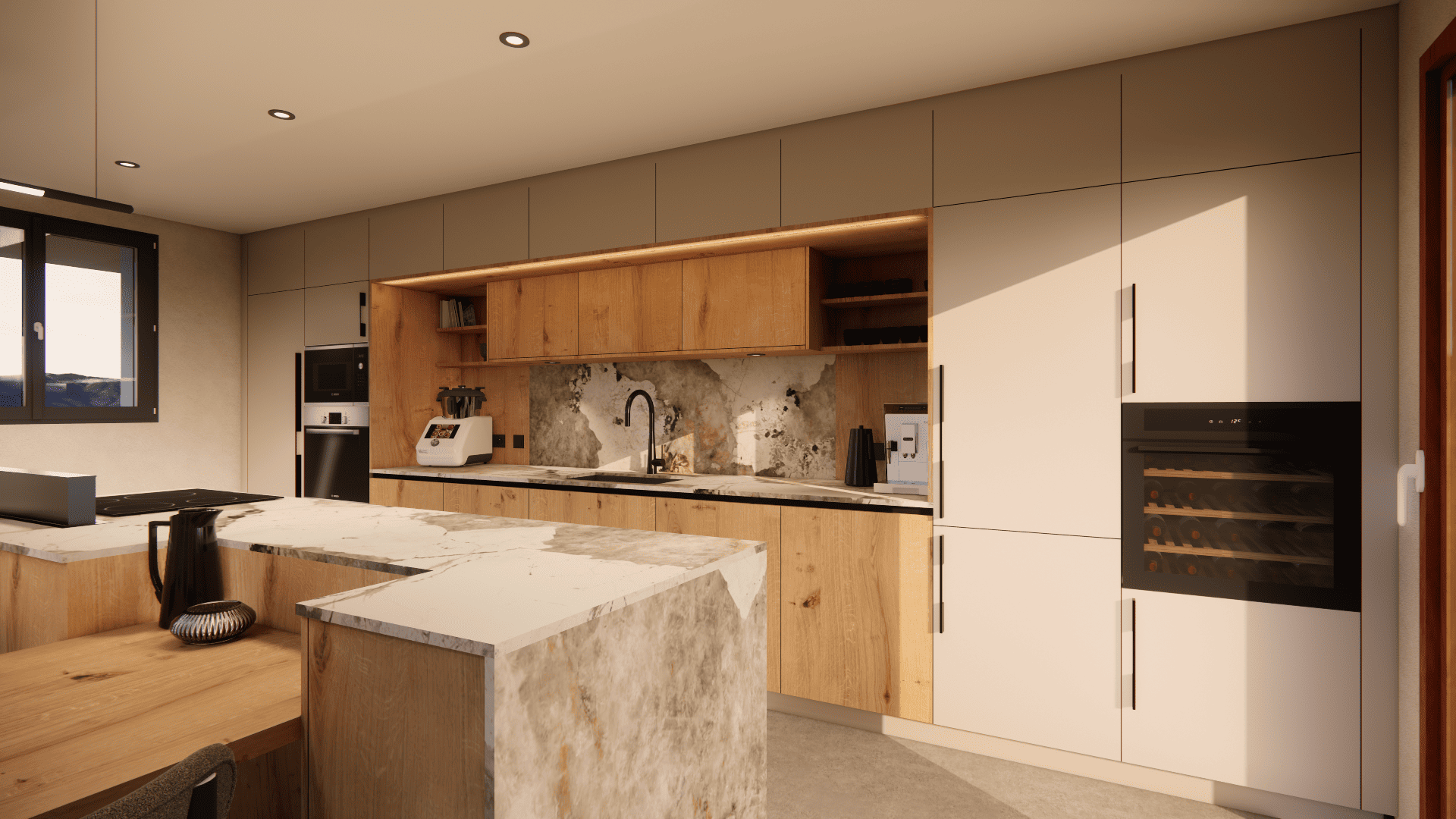 Projet Vaujany - Cuisine contemporaine et fonctionnelle, accompagnée de matériaux nobles et naturels