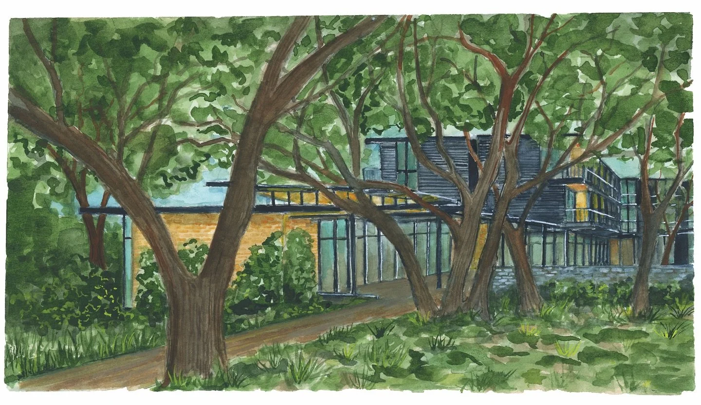 Nestled among the trees, The Inn at Green Pastures is thoughtfully designed to echo the ease and elegance of the property. Just minutes from the heart of Austin, it offers an inviting space for restful escapes and vibrant gatherings.

Illustration by