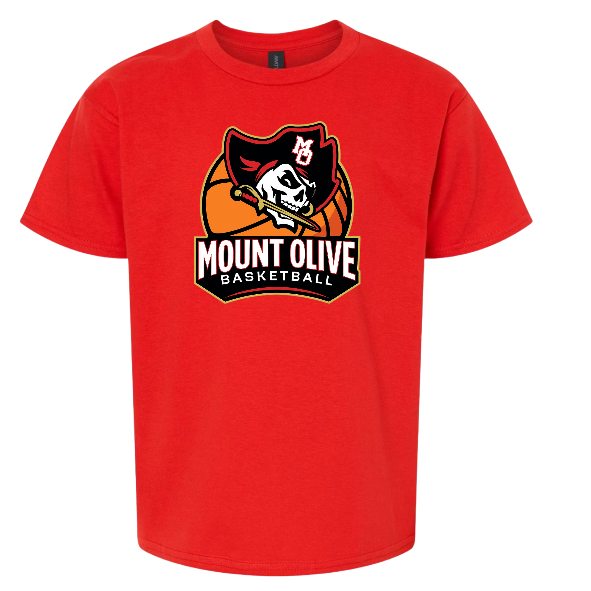 Big Basketball with Skull  - Red Short Sleeve.png