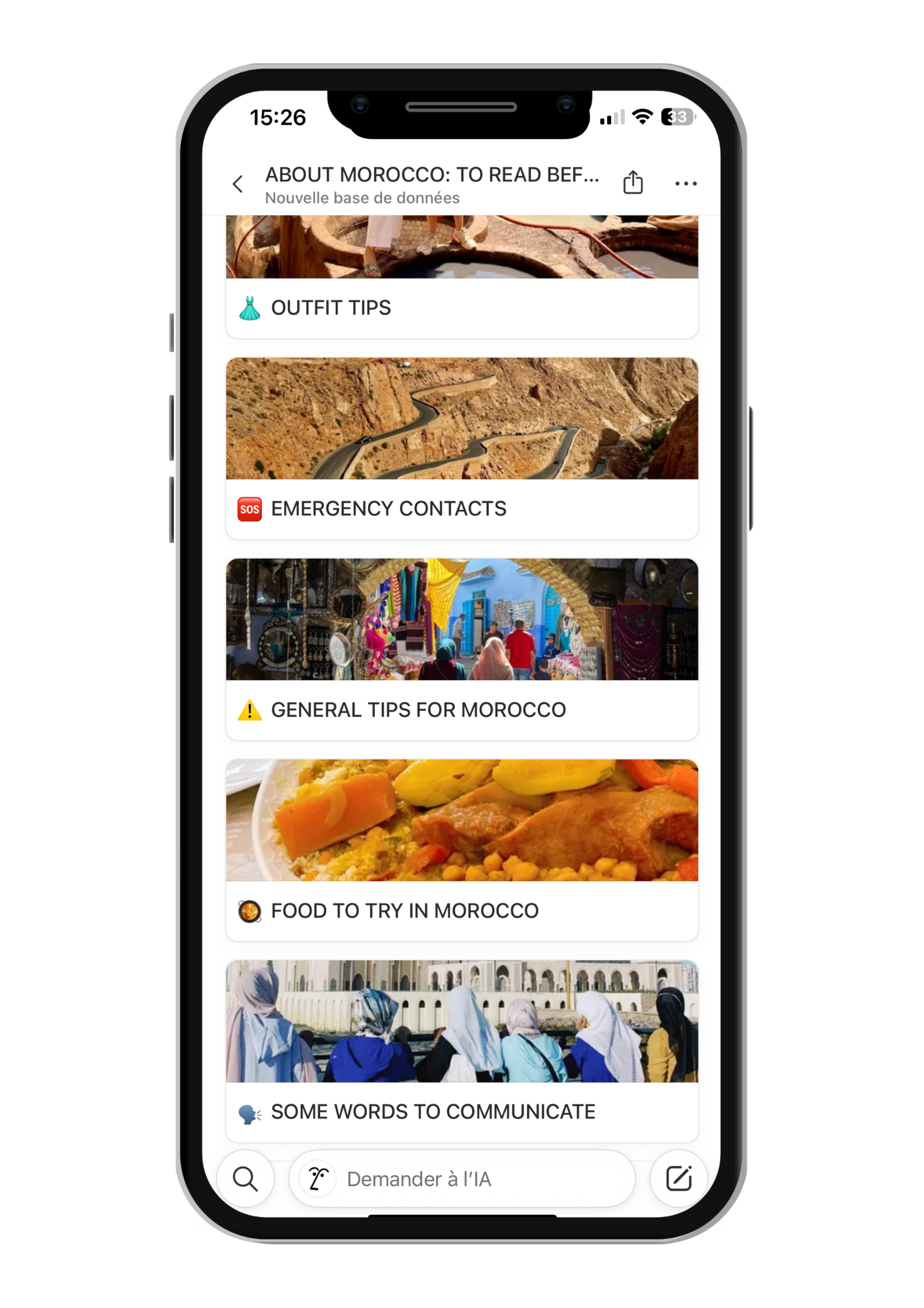 Prepping your trip? All the essentials to get Morocco-ready, without endless scrolling: Outfit tips, Food to try, Words to communicate, Emergency contacts, To check before departure...