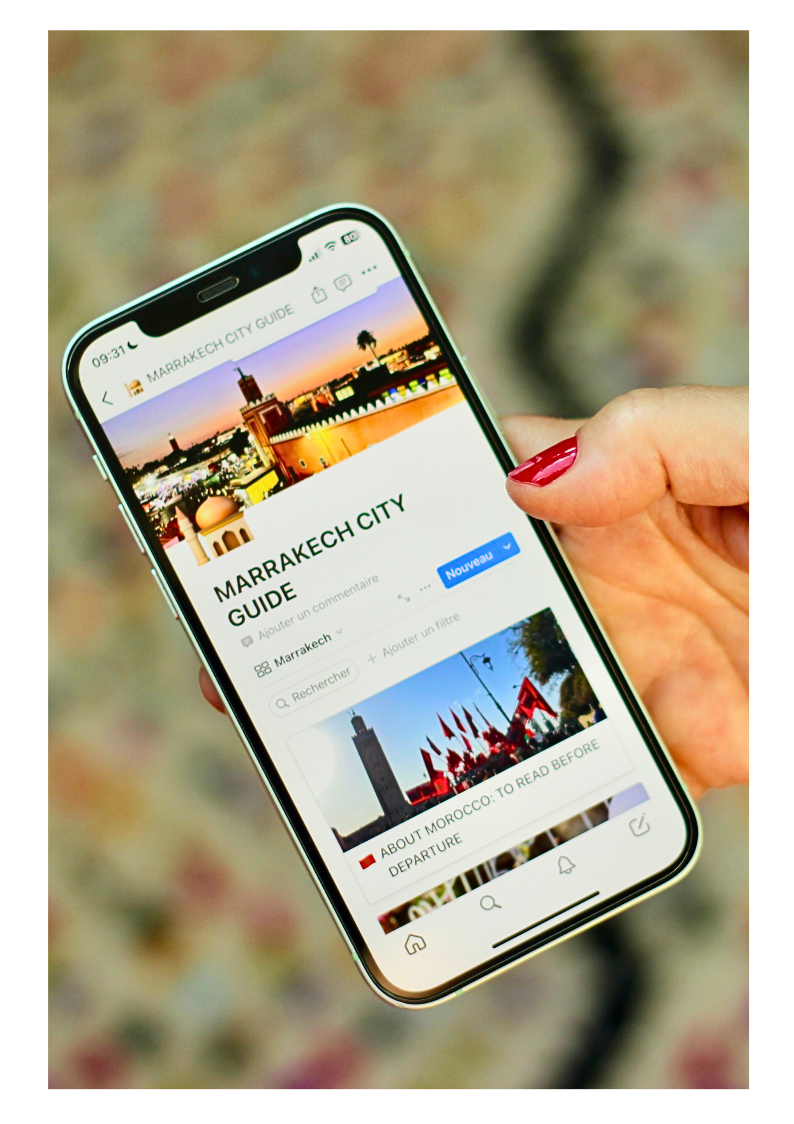 Le guide est accessible dans l'app Notion, super facile à utiliser sur son téléphone, partout, tout le temps.