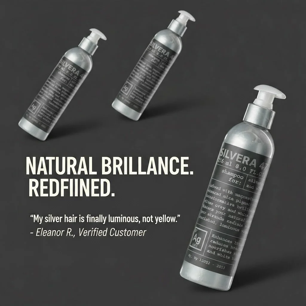 ✨ Natural Brilliance. Redefined. ✨
Turn dull gray into luminous silver with Silvera shampoo and conditioner &mdash; expertly crafted to enhance shine, neutralize yellow tones, and keep your hair radiant and soft. 💫

&ldquo;My silver hair is finally 