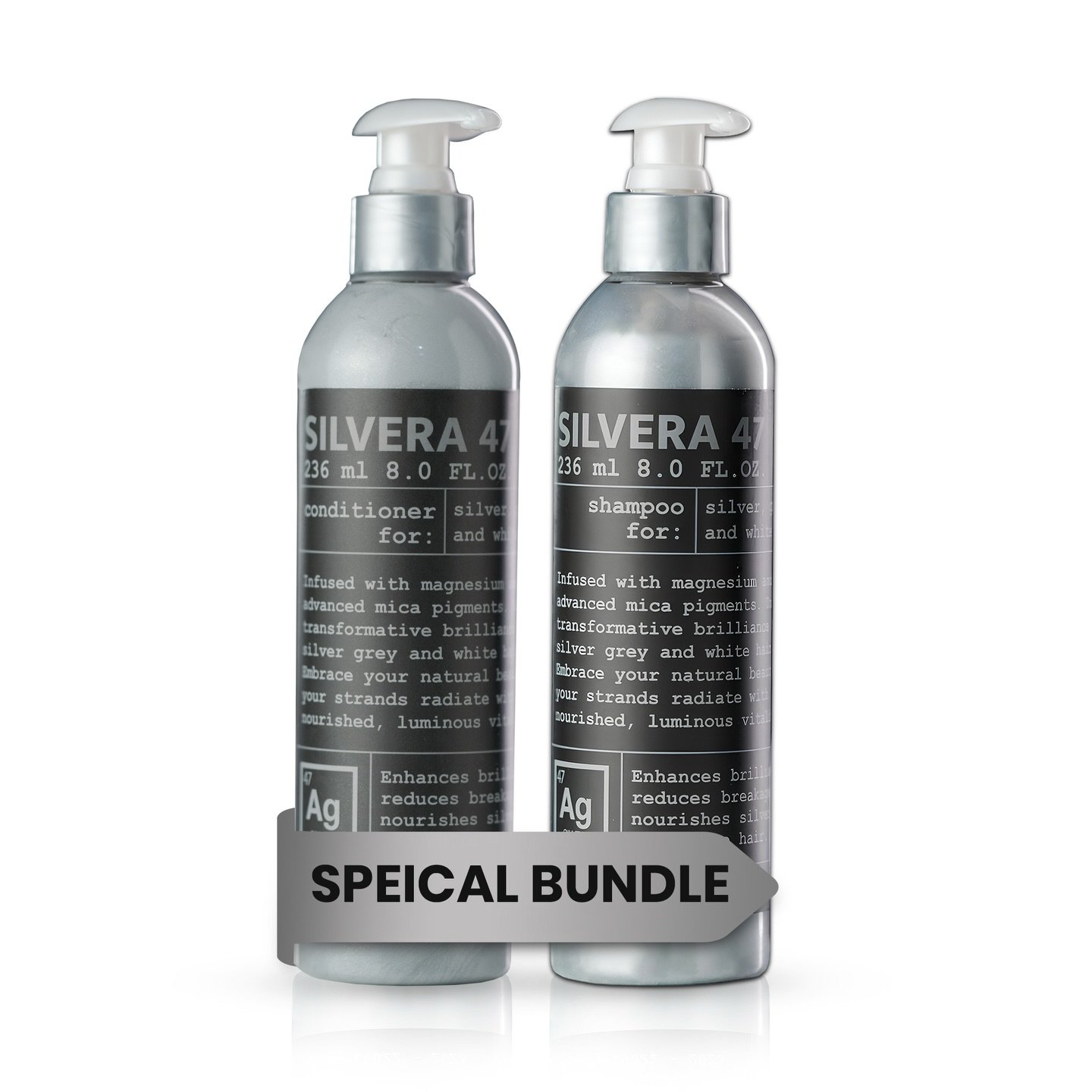 Embrace the Brilliance of Silver! ✨🩶
Unlock the ultimate glow for your natural grey and white hair with the Silvera 47 Special Bundle. Infused with magnesium and advanced mica pigments, our premium shampoo and conditioner duo works to eliminate bras