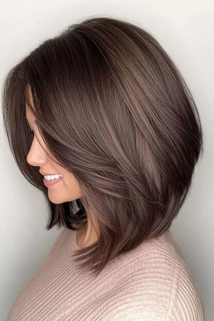 Perfectly Styled: Balayage with Straight Across Bangs