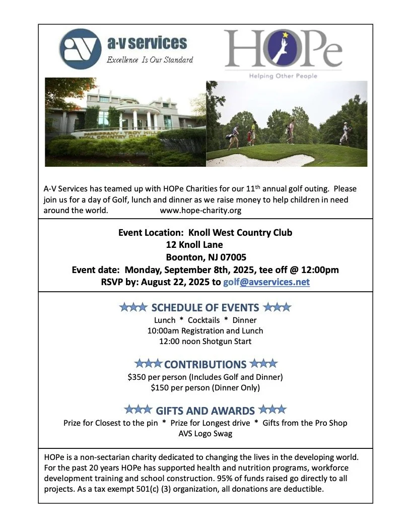 Join Us at HOPe Charity and A-V Services for our 11th Annual Golf Outing!