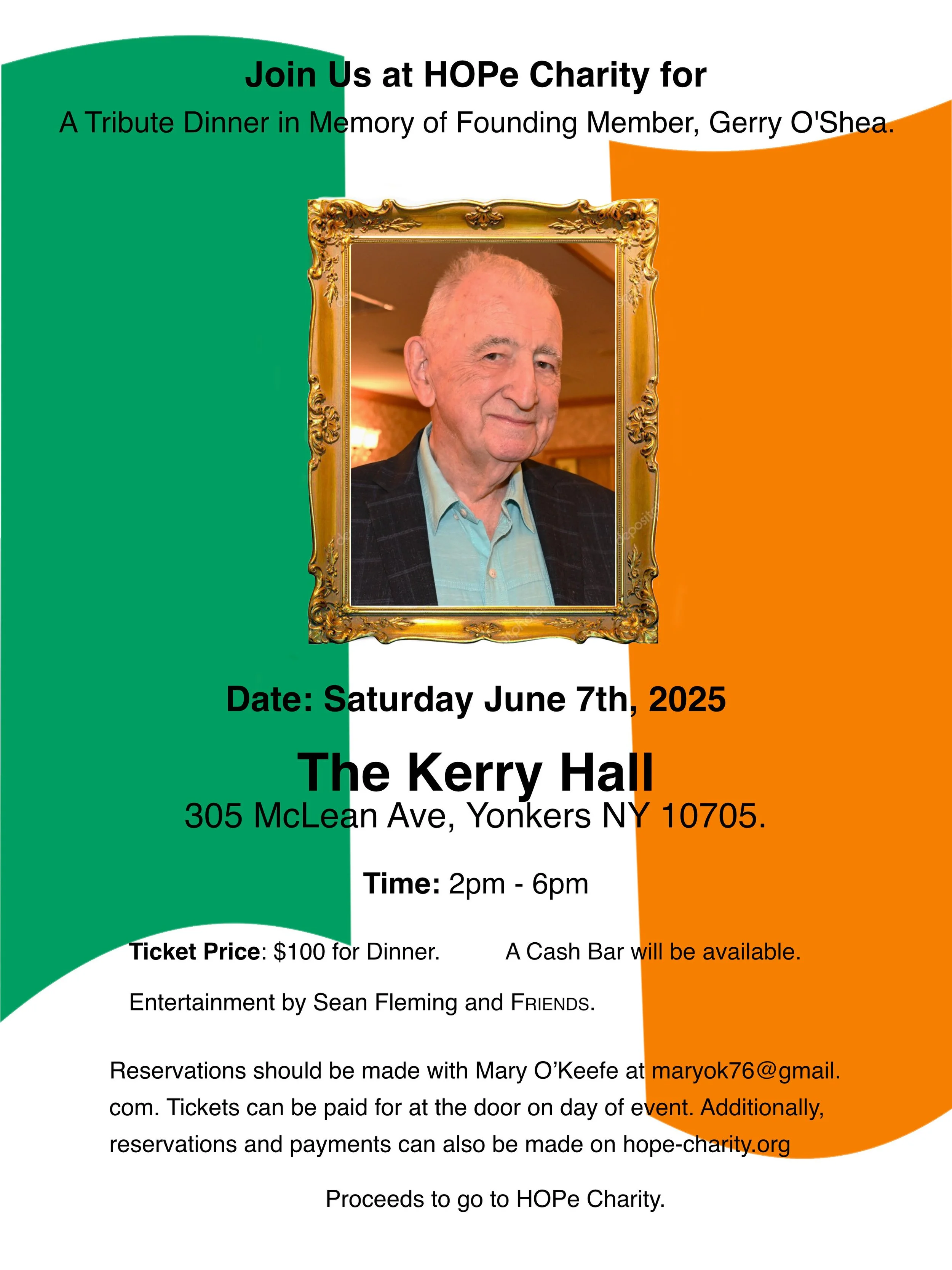 A TRIBUTE DINNER IN MEMORY OF GERRY O’SHEA