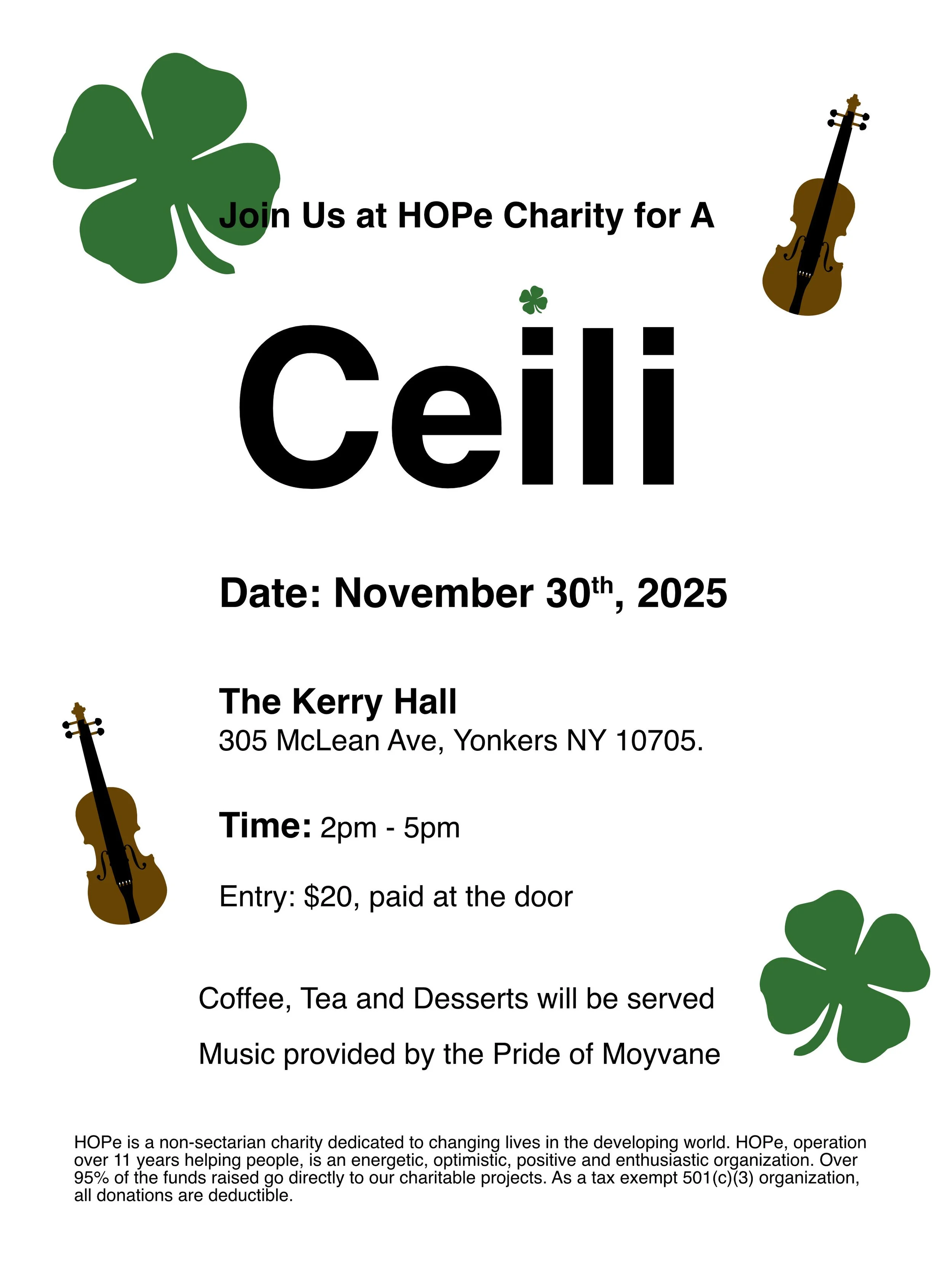 Join Us at Hope for a Ceilli!