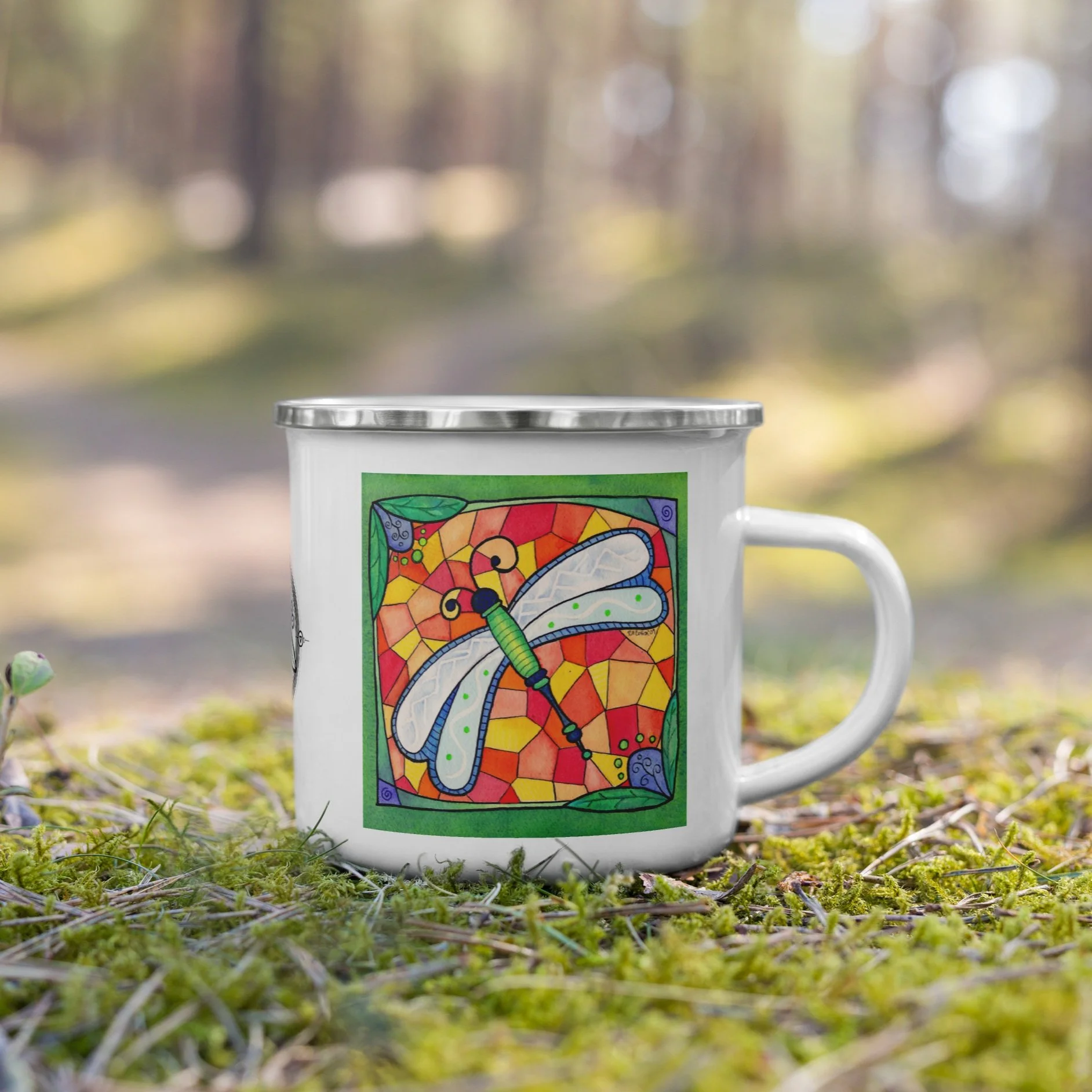 Dragonfly Jewel Enamel Mug