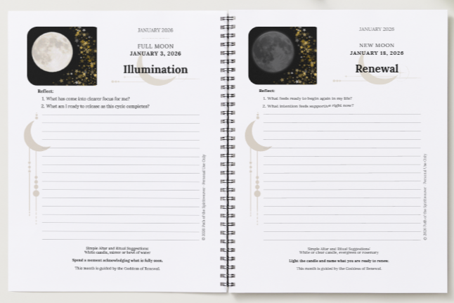 Full moon and New Moon Lunar Journal Example