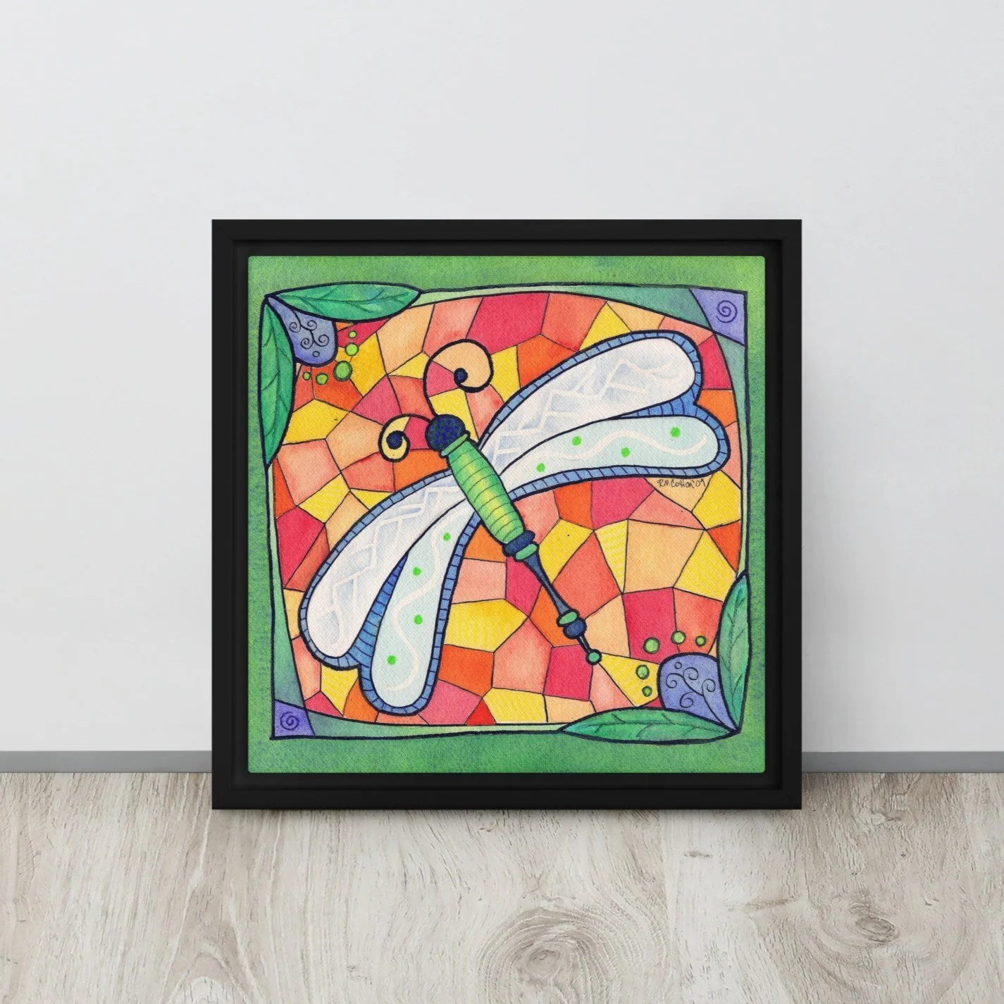 Dragonfly Jewel Framed Canvas