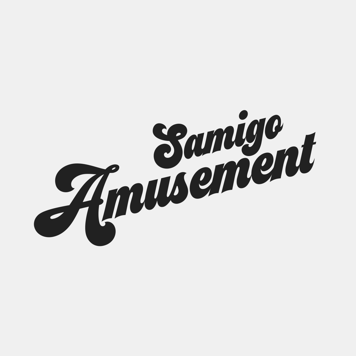 Logo Schriftzug von Samigo Amusement, Indigo Siebdruck Kunde