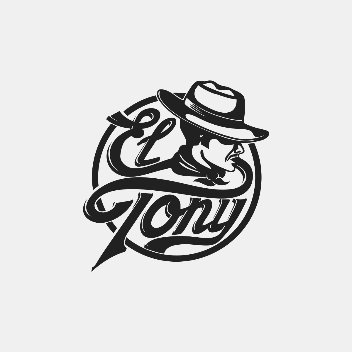Logo Schriftzug von El Tony, Indigo Siebdruck Kunde