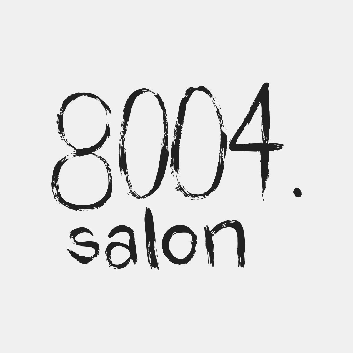 Logo Schriftzug von Salon 8004, Indigo Siebdruck Kunde
