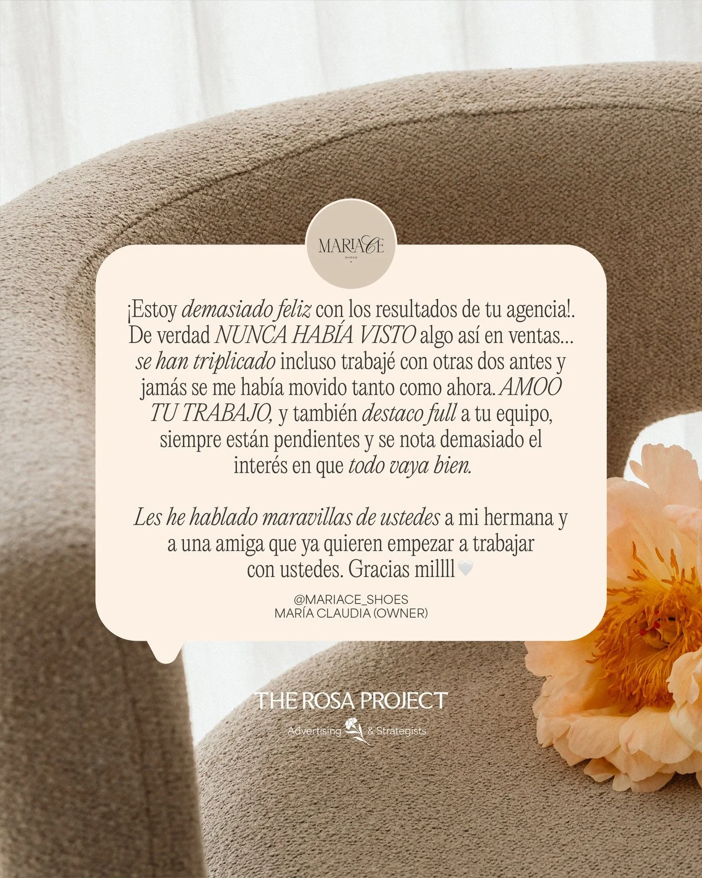 &iexcl;Cuando hay trabajo en equipo y confianza en el proceso, todo fluye 🌸! Gracias @mariace_shoes por confiar en nosotros 🫶🏻.